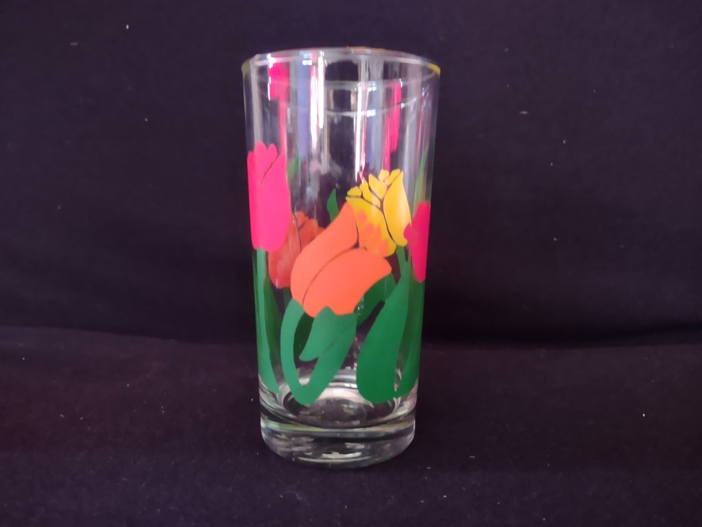 Vintage MCM Tulip Flower Drinking Glass Tumbler (lot 5177)