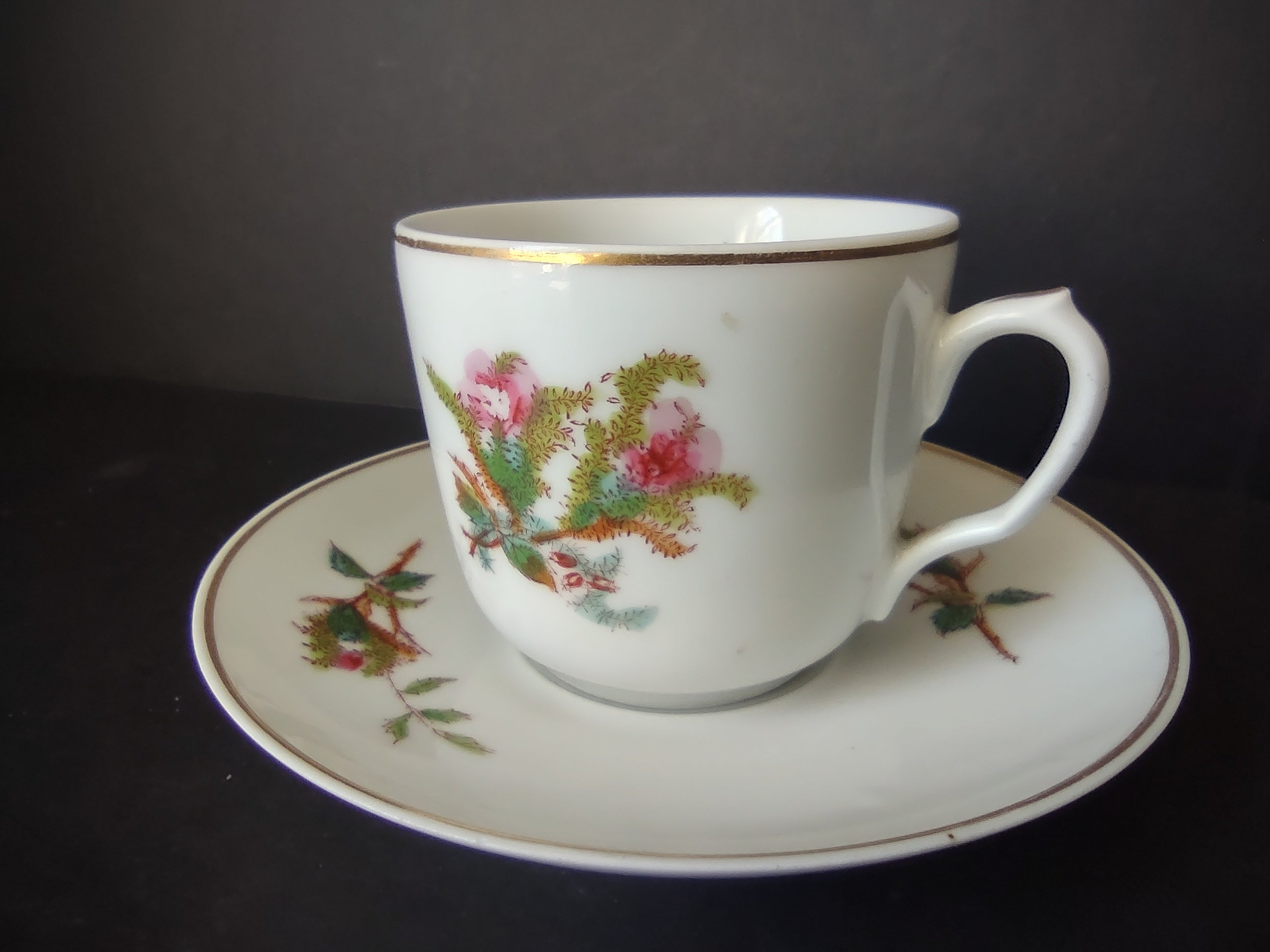 Haviland Limoges Tea Cup Saucer Moss Rose (lot 1056)