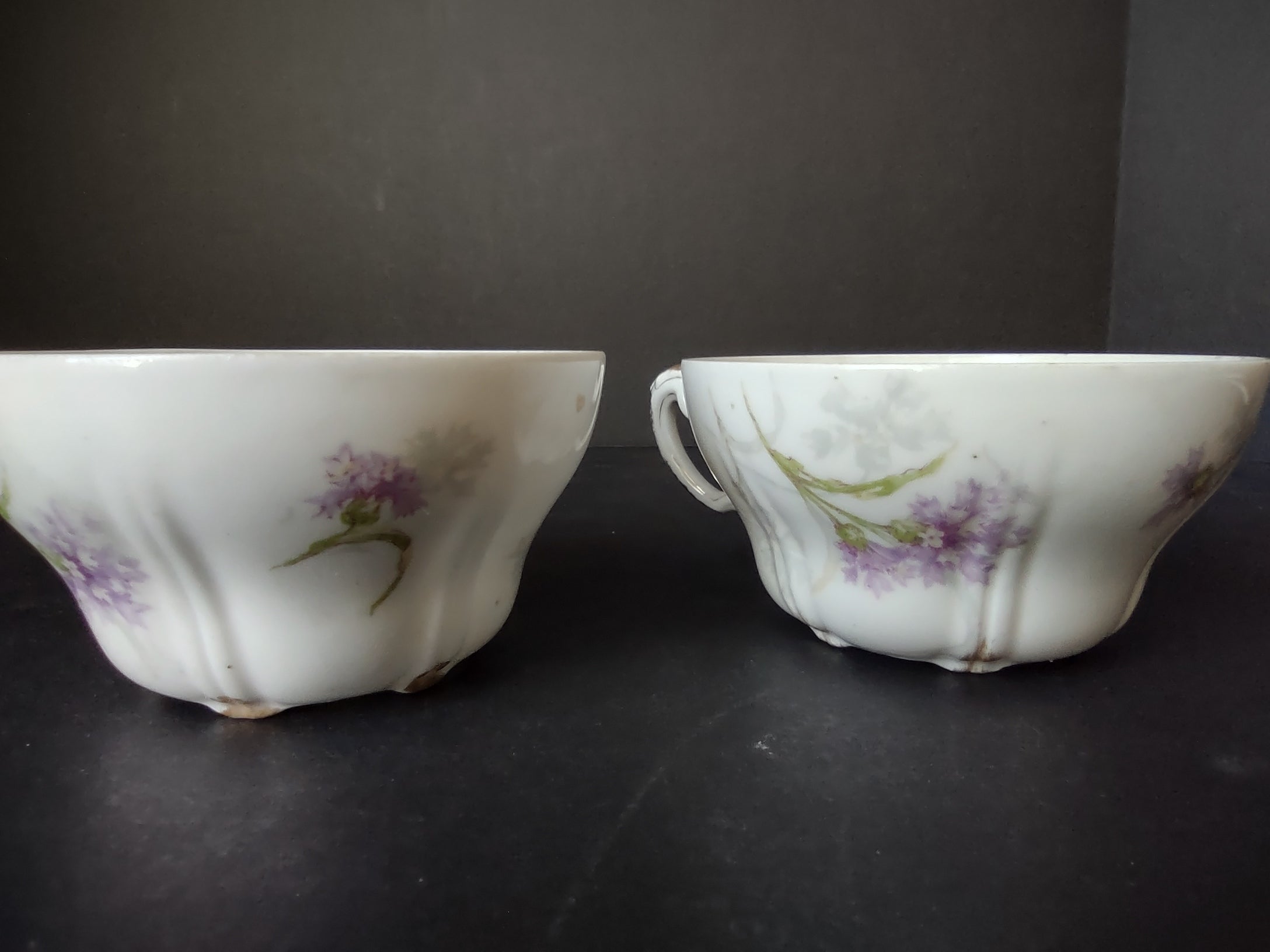 Haviland Limoges 2 x Tea Cup ONLY Blue Corn Flower (lot 859)
