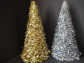 Holographic Tinsel Cone Tabletop Christmas Tree Gold Silver 19" (lot 3178)