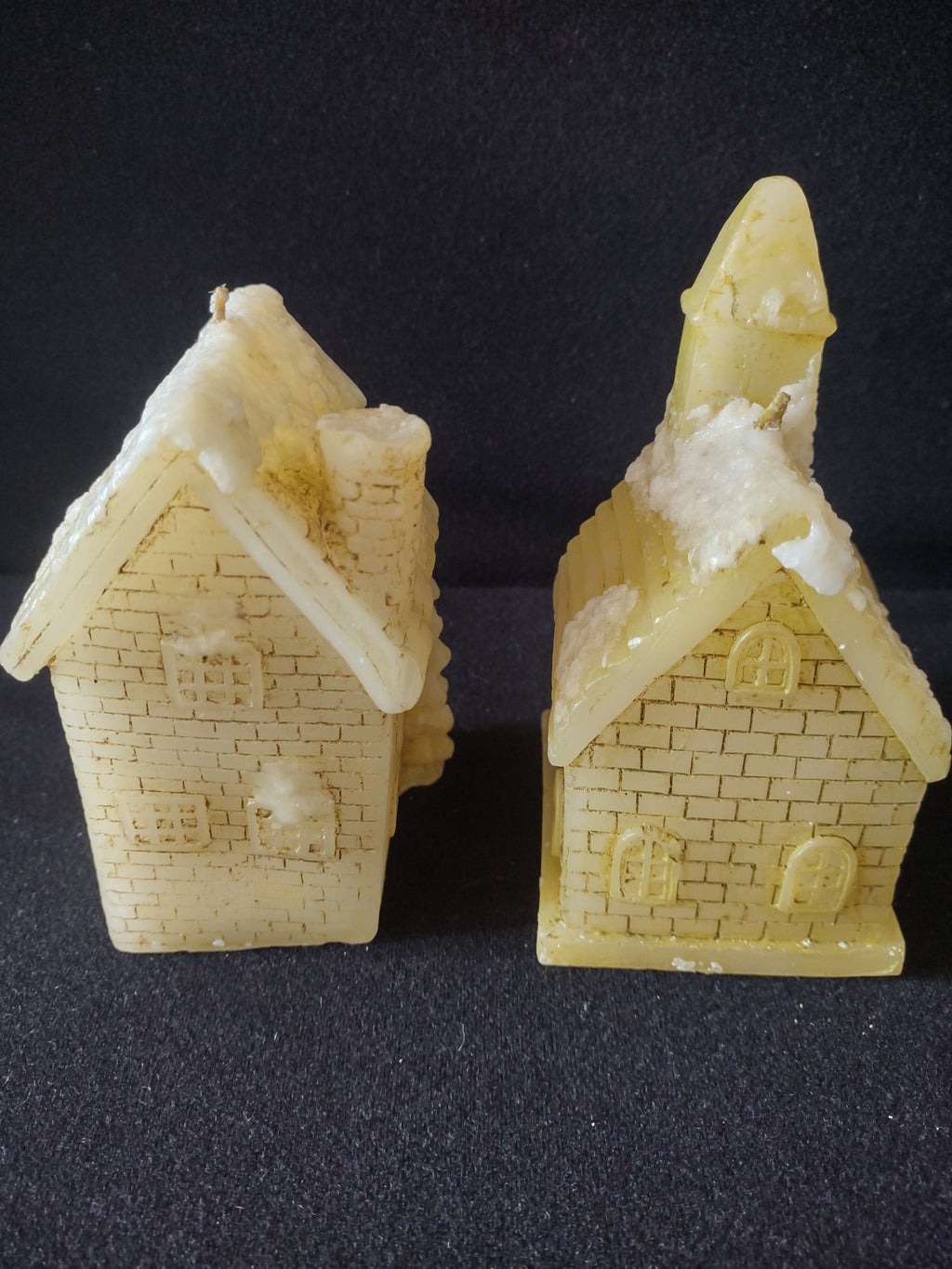 Vintage Christmas/Winter Church Candle Set Of 2 (Lot 4205)