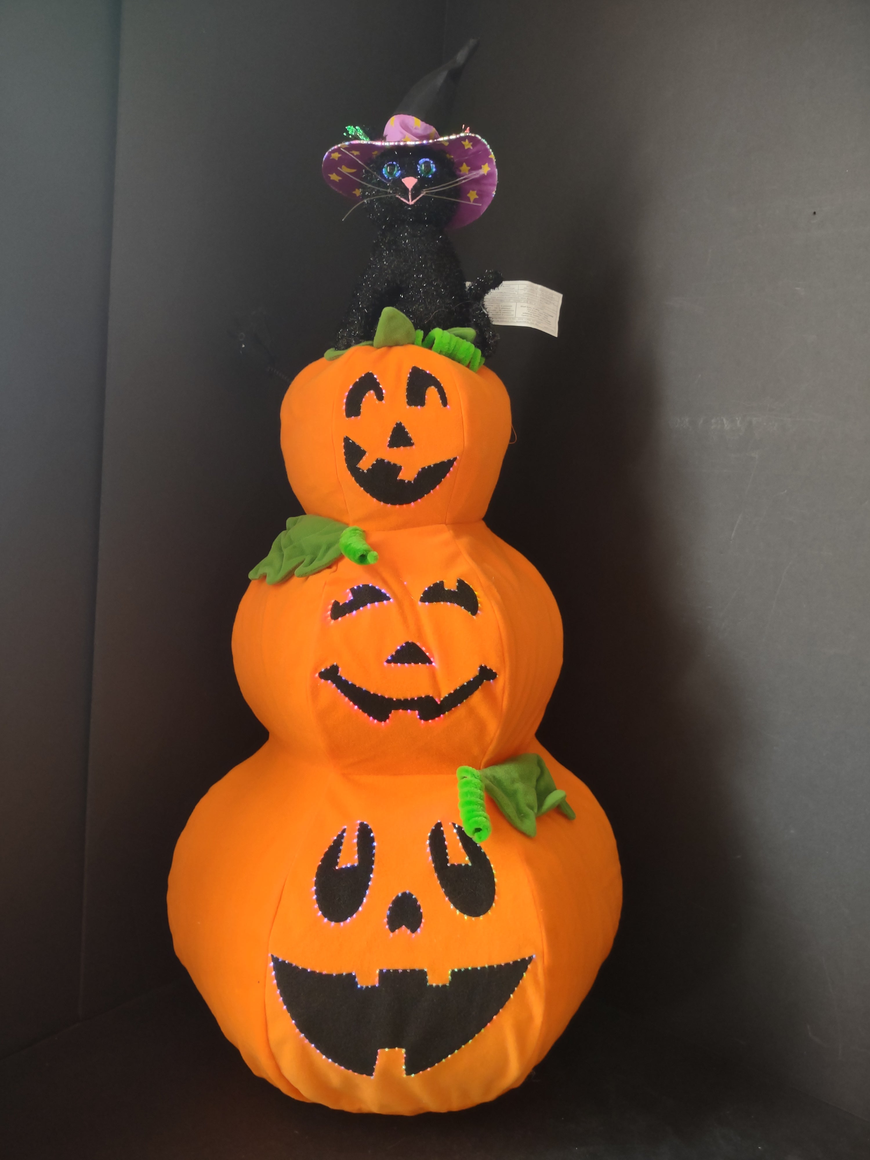 Halloween Inflatable Pumpkin Patch Black Cat Light Up 28" (lot 2980j)