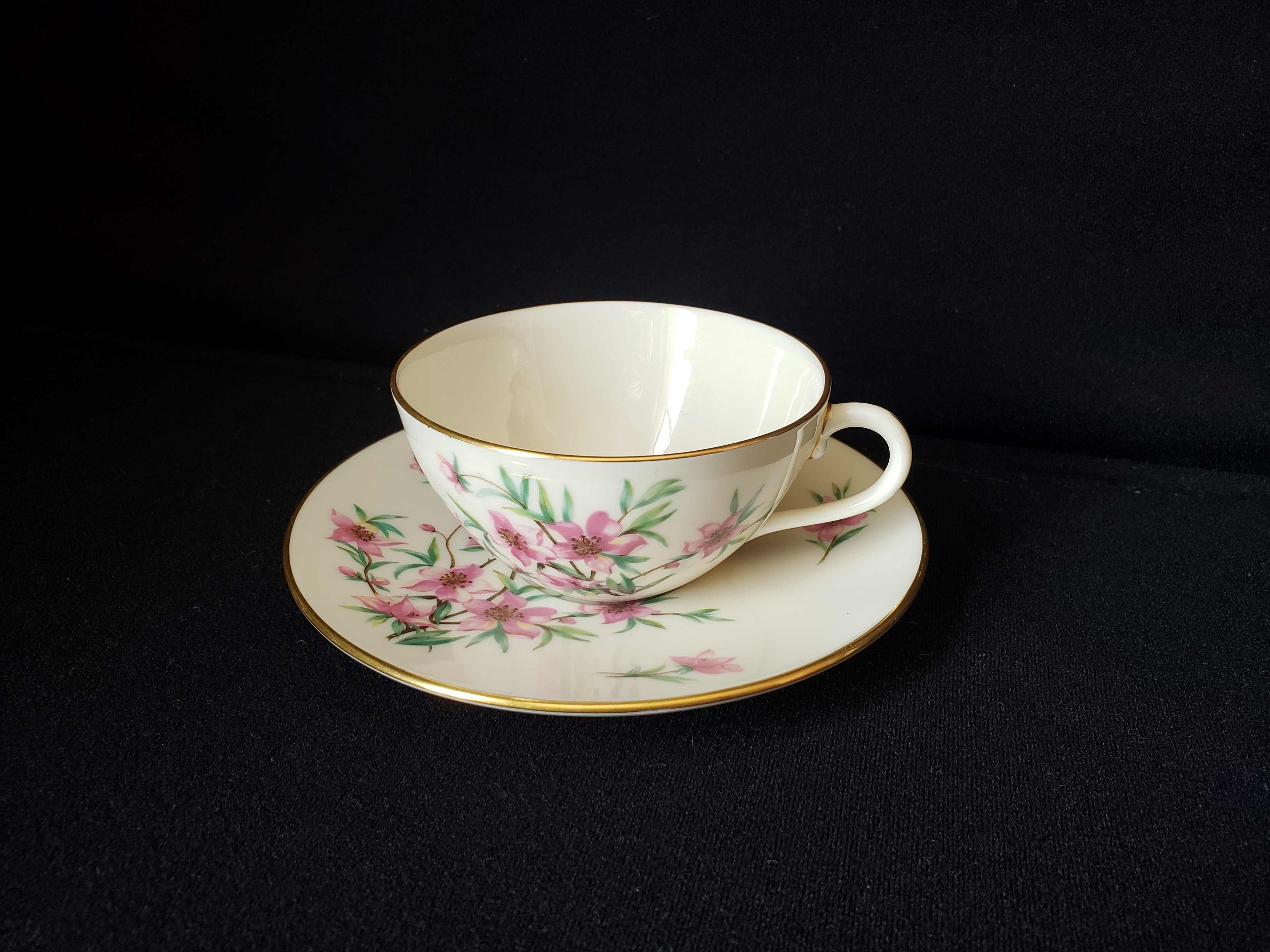 Vintage Lenox Peach Tree Tea Cup with Saucer (lot 1942)
