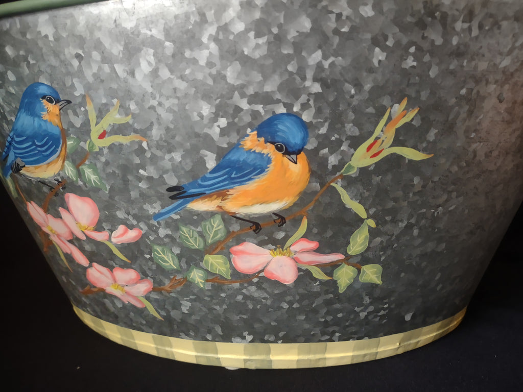 Lenox Summer Greetings Tin Metal Basin Birds Country Cottage (lot 1574)
