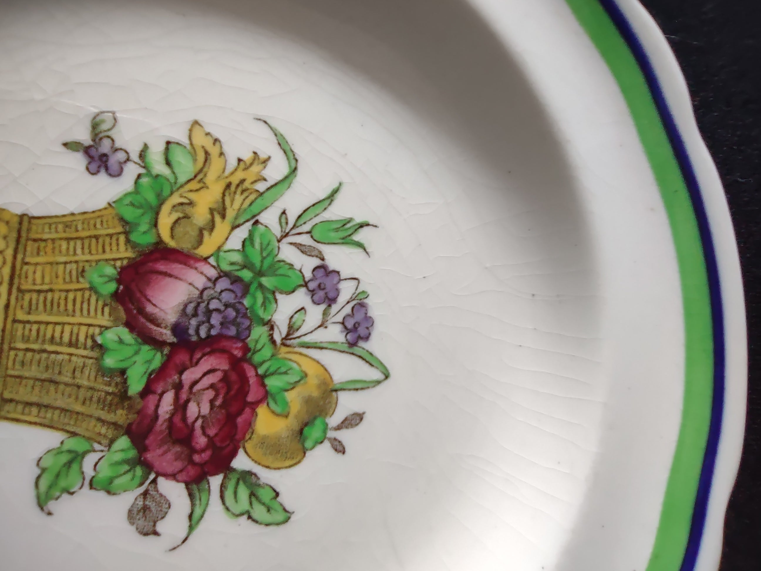 Vintage Copeland Late Spode 5.5" Plates Flower Basket Set Of 3 (Lot 5807)