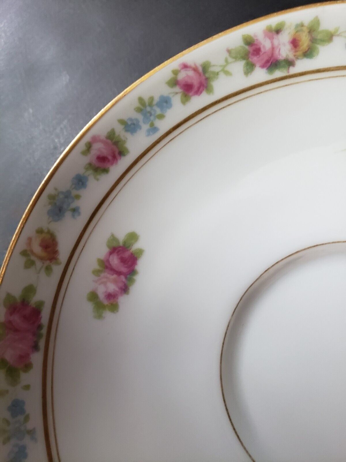 Depose Ahrenfeldt Limoges Reizenstein Saucer Pink Yellow Rose Gold Trim lot 616