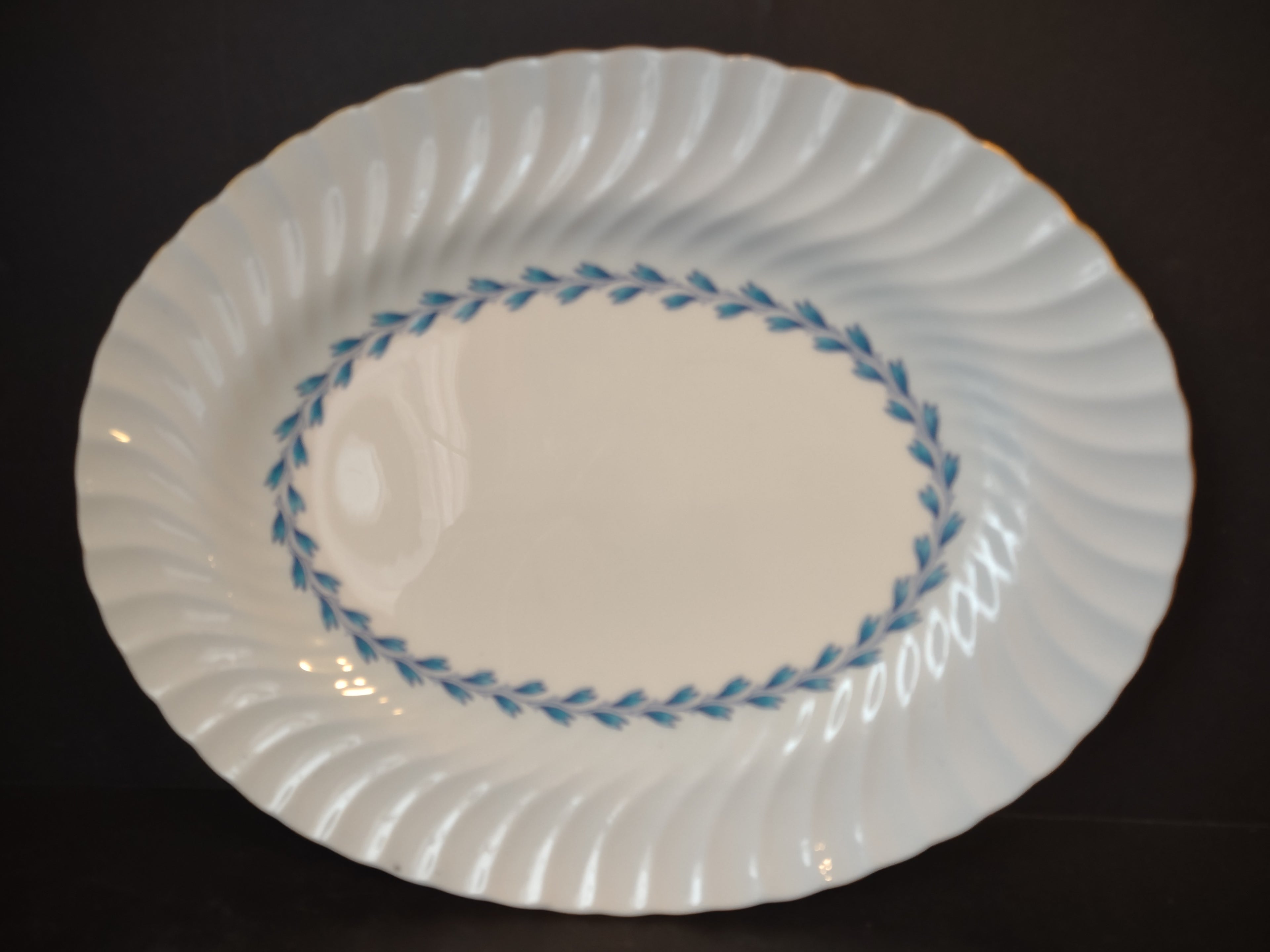 Vintage Minton Bone China Cheviot Blue Serving Platter 12"x9" (lot 5433)