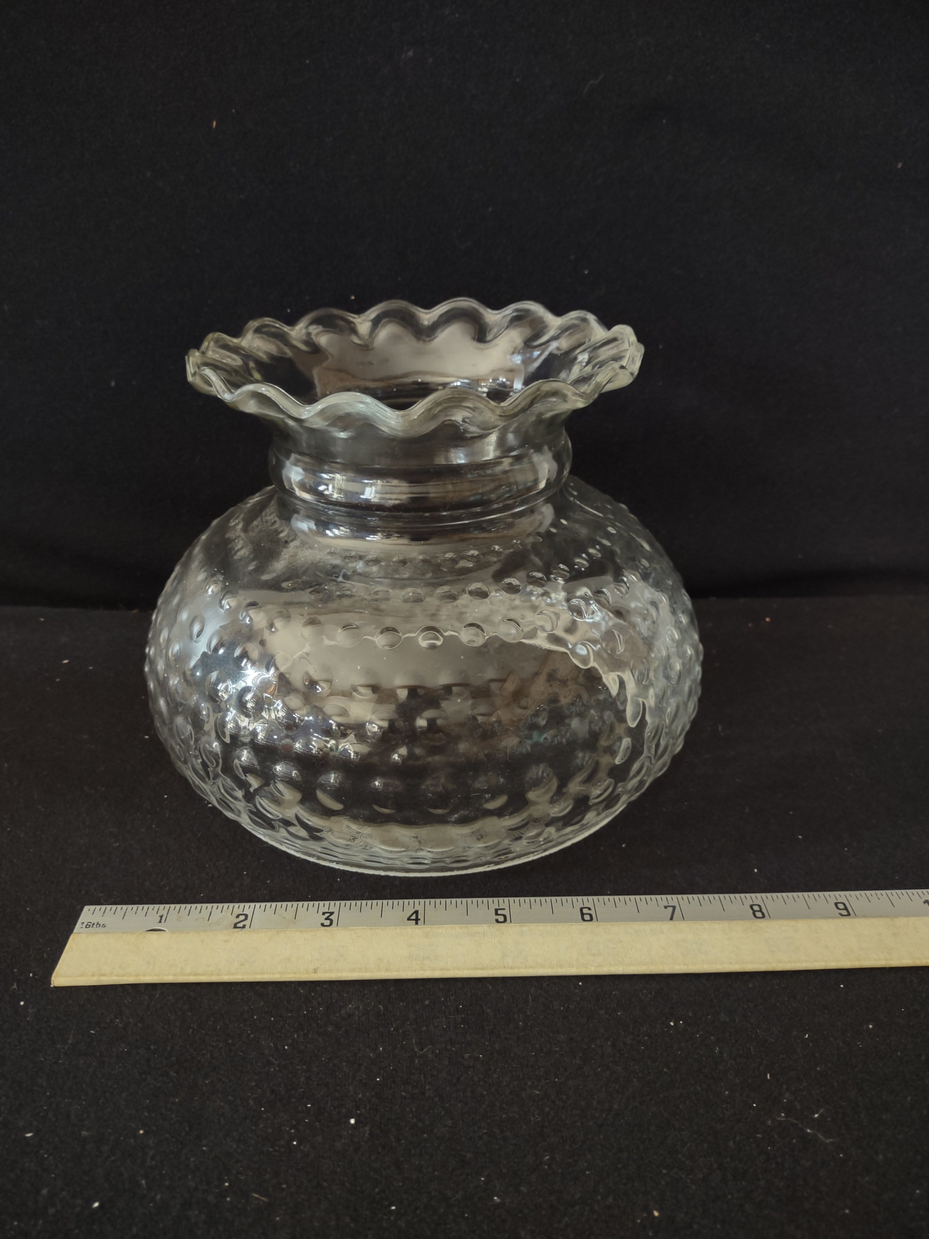 Vintage Clear Hobnail Glass 7" Hurricane Lamp Shade (Lot 3977)