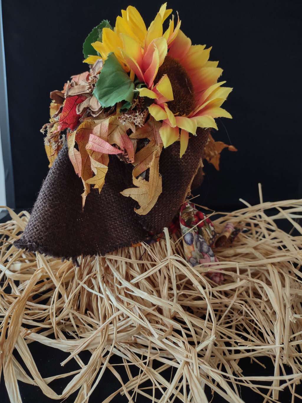 Halloween/Fall Hand Made Terra Cotta Pot Scarecrow Head (Lot 3361)