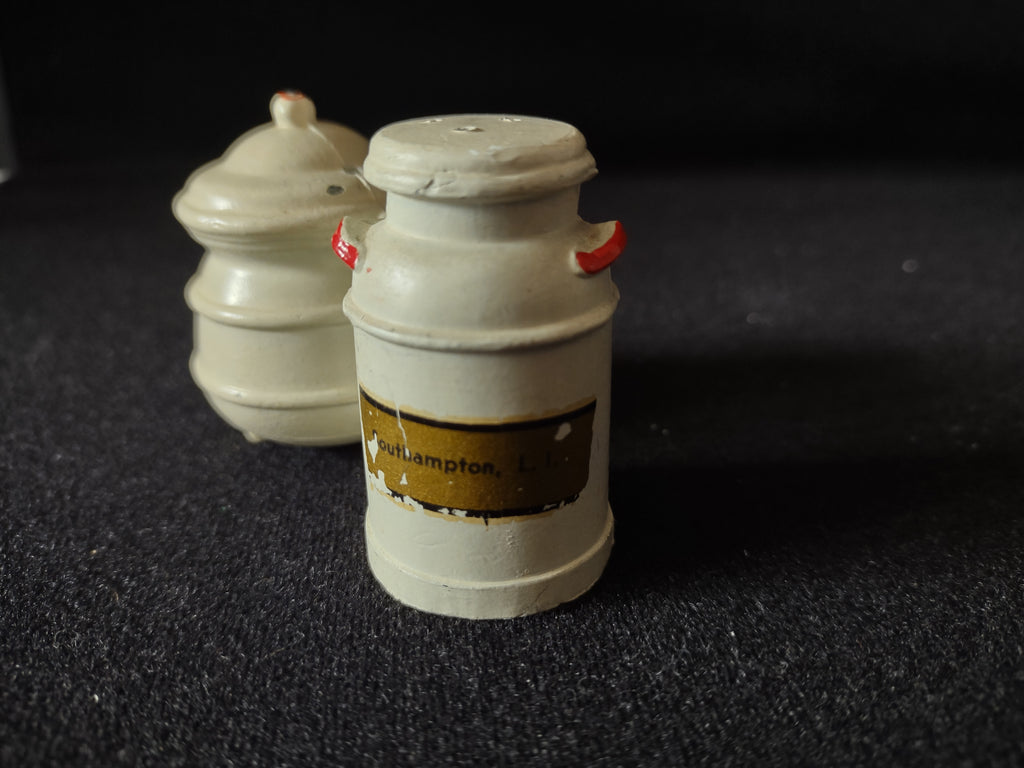 Vintage Cast Iron Milk Jug Salt and Pepper Shaker (lot 5377)