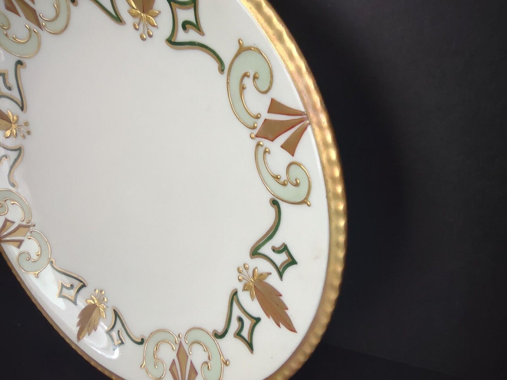 Limoges Raised Gold Trim Salad Luncheon Plate Seafoam Green (lot 632)