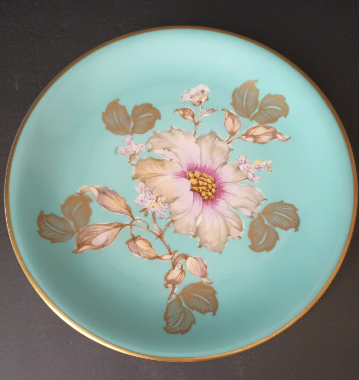 Set of 2 Dessert Plate Bavaria Pink Turquoise Flower 7-3/4" (lot 377)