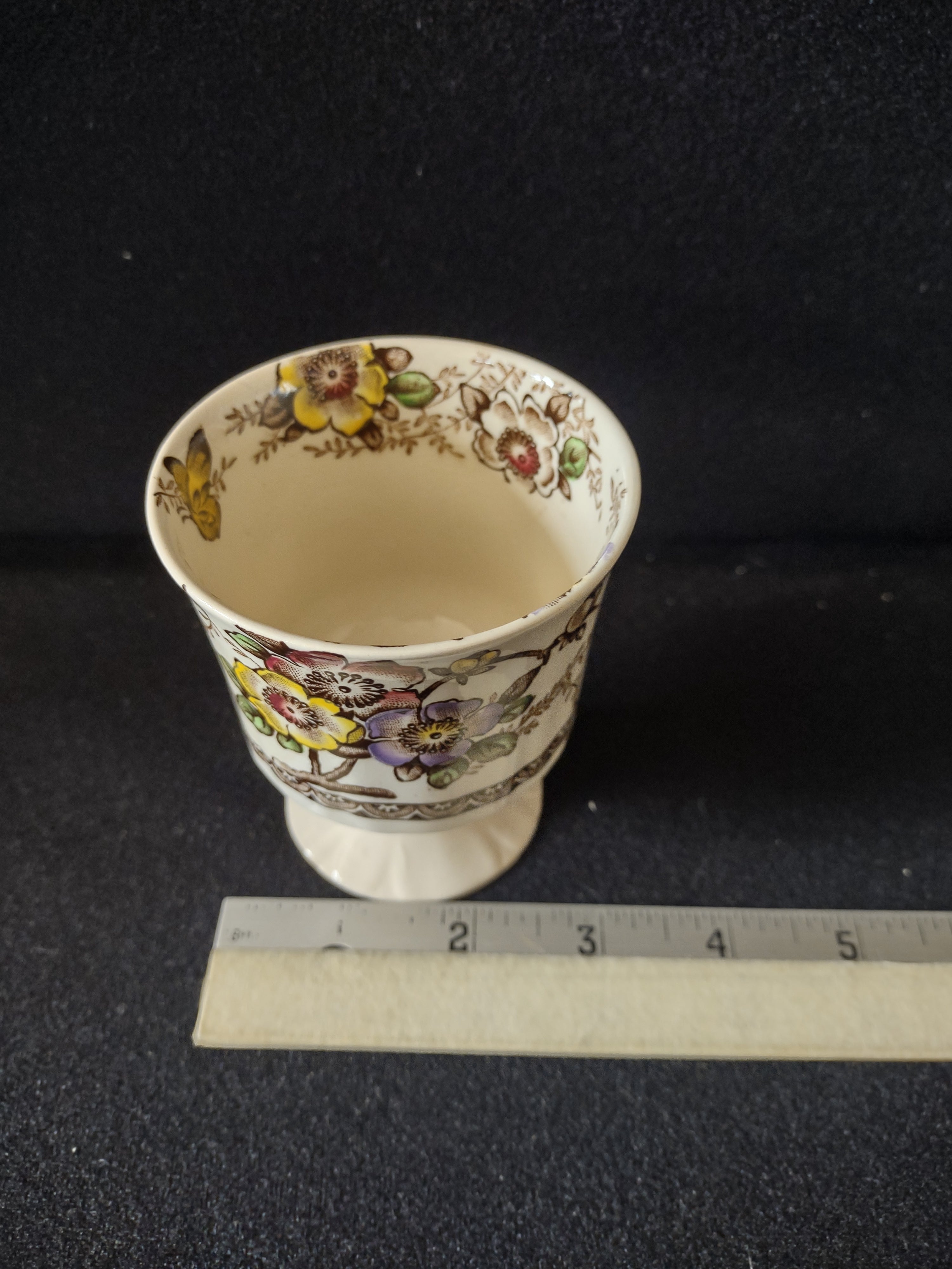 Vintage Alfred Meakin Egg Cup Ironstone Medway Brown Floral (Lot 5674)