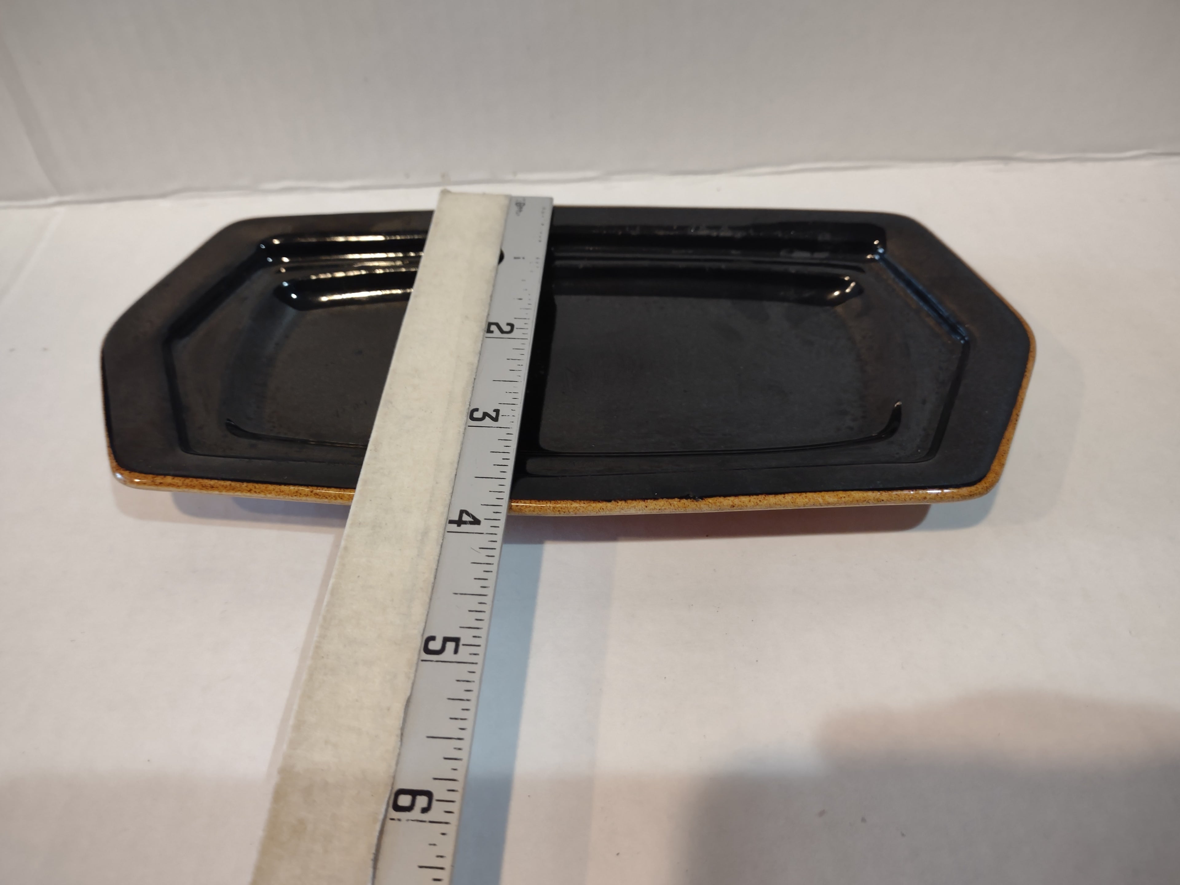 Vintage MCM Ironstone USA Amber Octagon Bottom for Butter Dish ONLY (lot 5015)