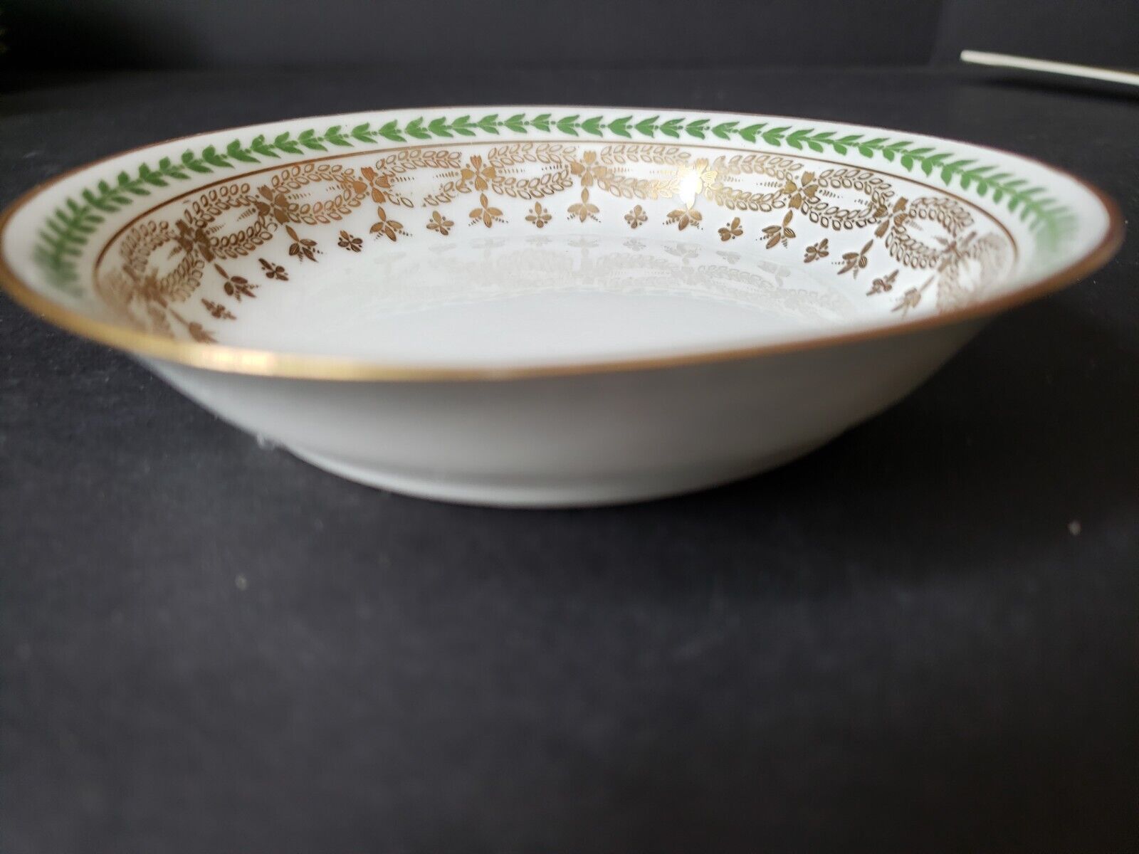 JP Limoges France Gold Trim Green Laurel Small Bowl 5" (585-1)