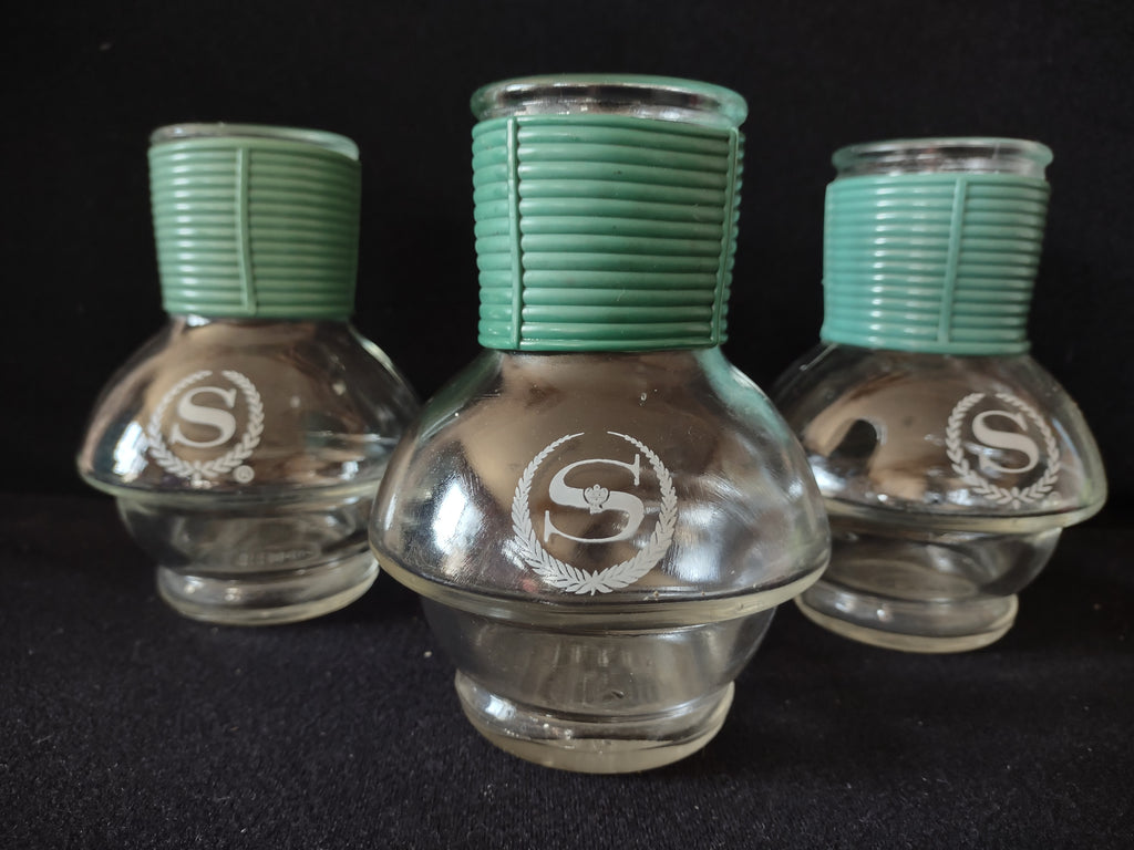 Vintage Hottle Carafe Clear Glass x 2 NO Lid Glasbake Letter S (lot 5251)