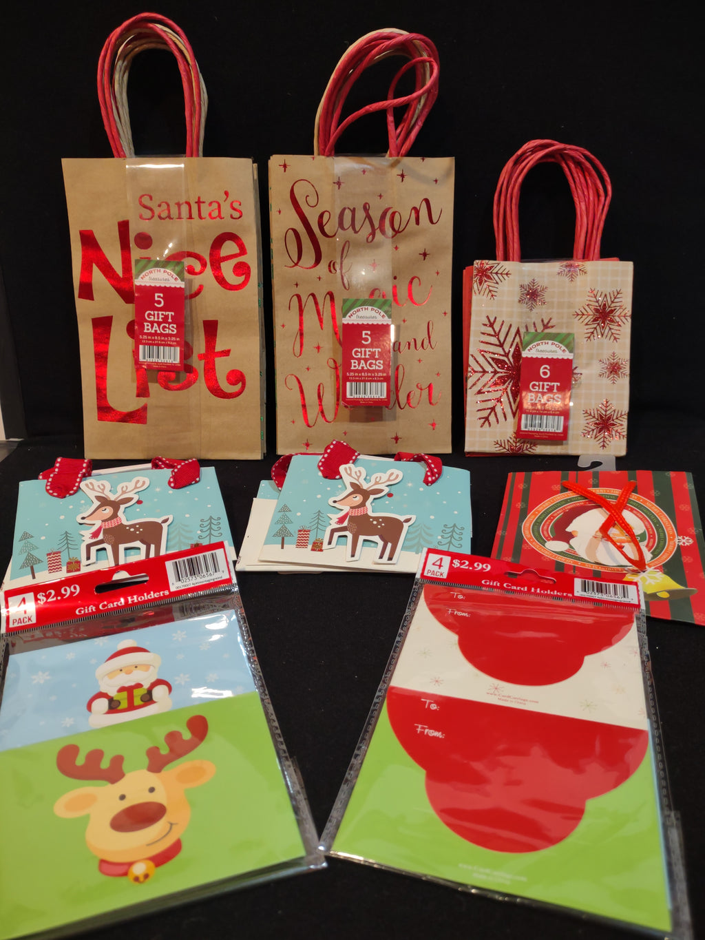 Lot Christmas Gift Bags Gift Card Holders Assorted Sizes Designs (Lot 4595)