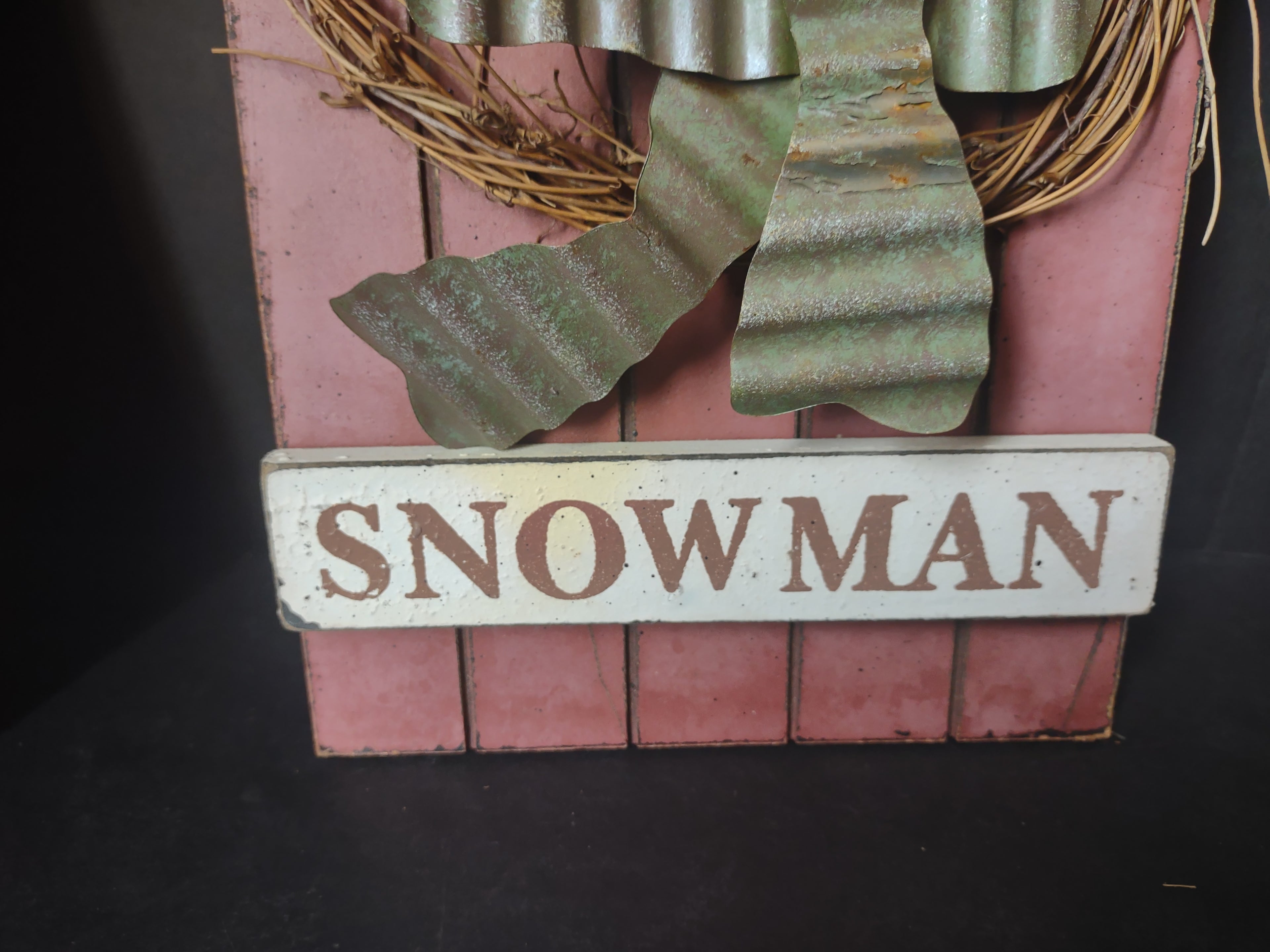Set of 2 Christmas Welcome Snowman Signs Rustic Primitive (lot 1731)