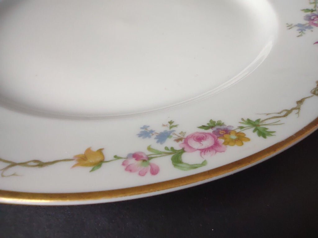 Vintage GDA Limoges Gold Trim Dinner Plate Summer Flower Garland (lot 689)