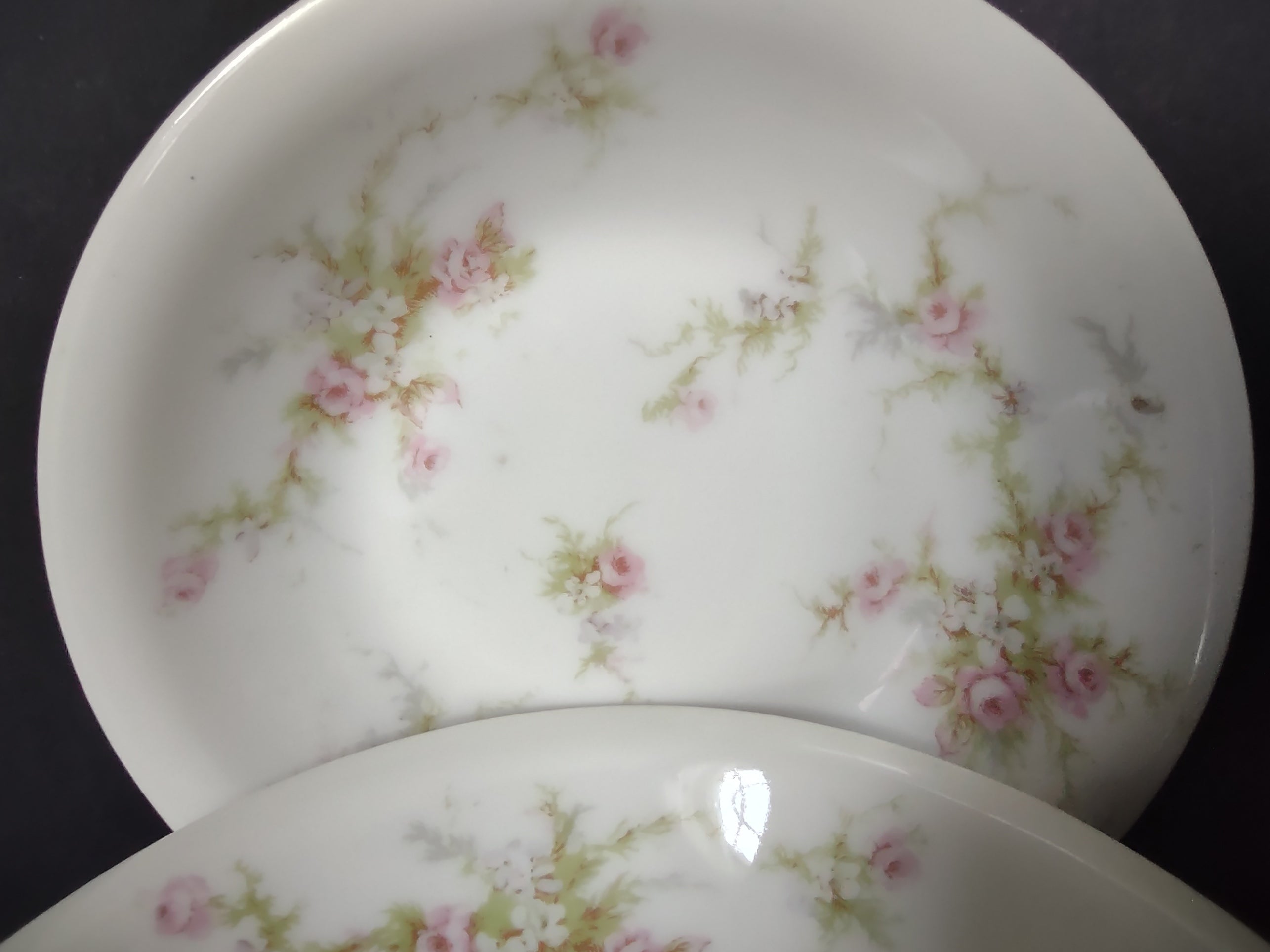 Haviland Limoges 4 x Small Cranberry Bowl 5" White Purple Flower Moss (lot 899)
