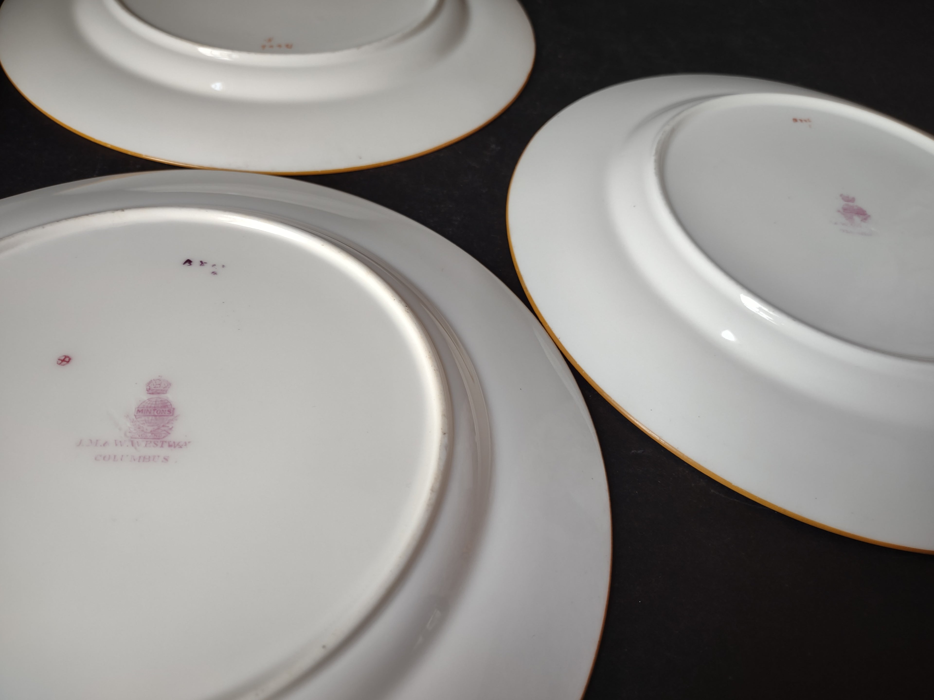 Vintage Minton Rose Yellow Trim Dinner/Lunch Plate x 4 Bone China (lot 5482)