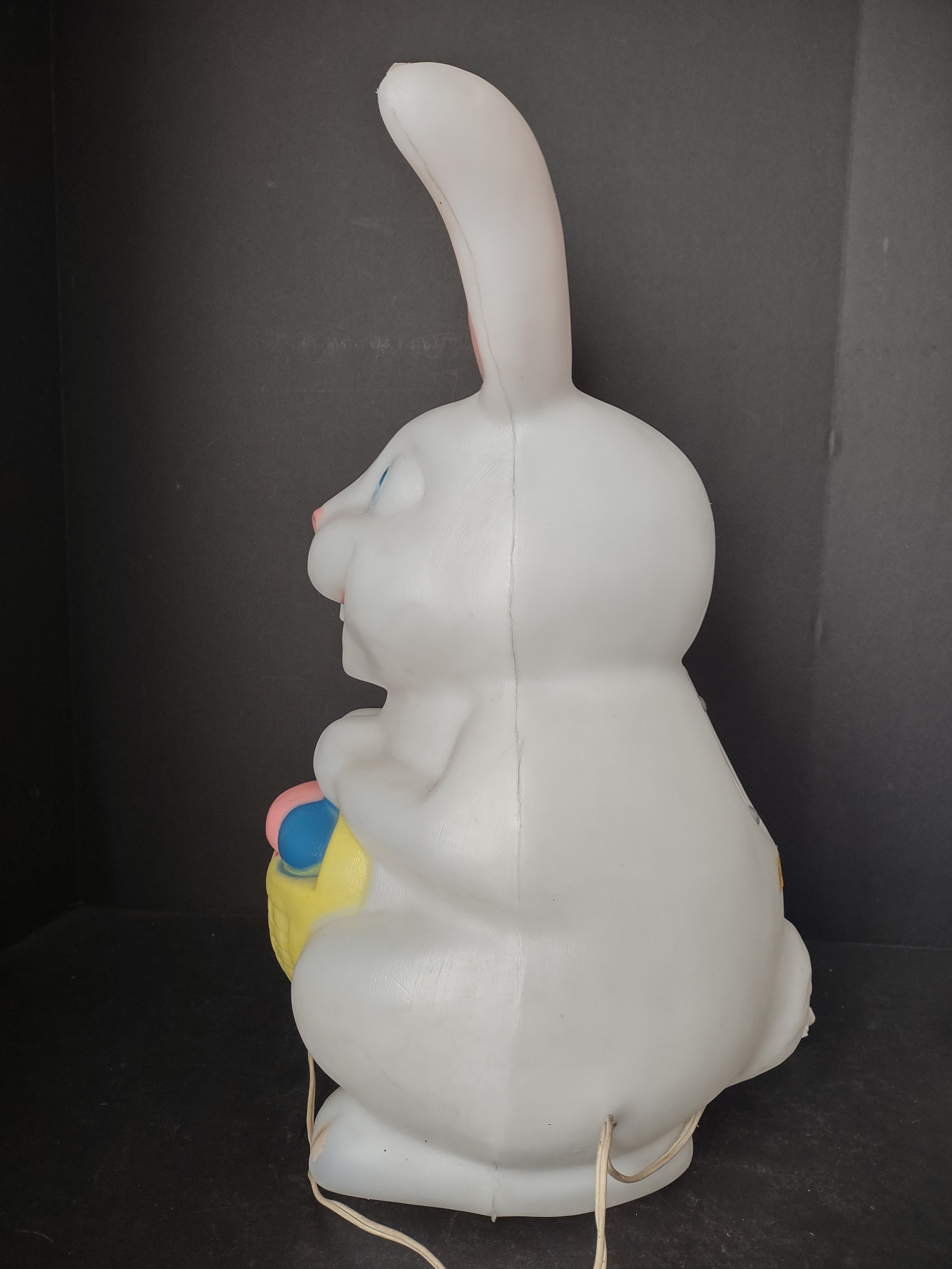 Vintage Easter Bunny Rabbit Lighted Basket 22” Blow Mold (lot 2541c)