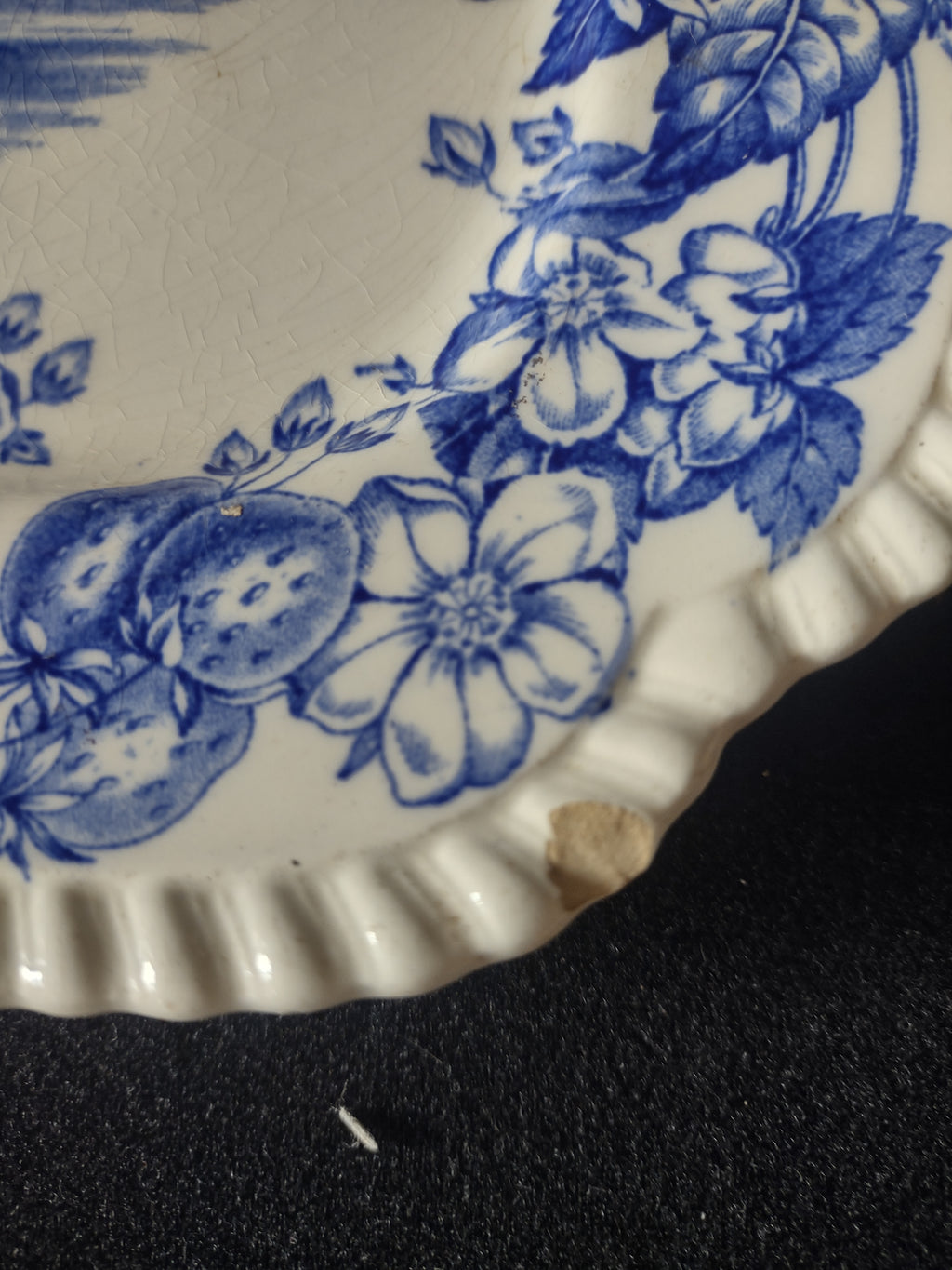 Vintage Copeland Spode Plate Old Salem Blue Earthenware IMPERFECT (Lot 5817)