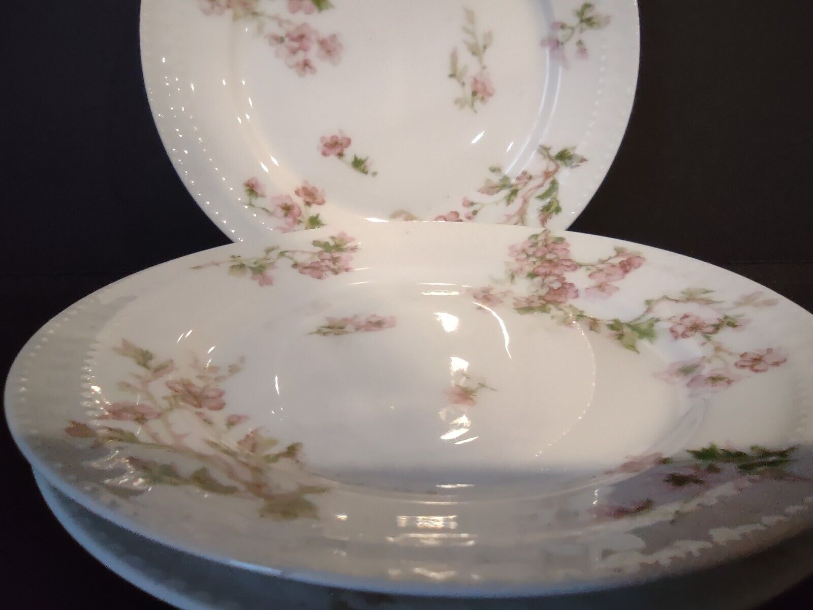 Haviland Limoges France 3 x Bread Butter Plate Gold Handles Red Blossoms lot 557