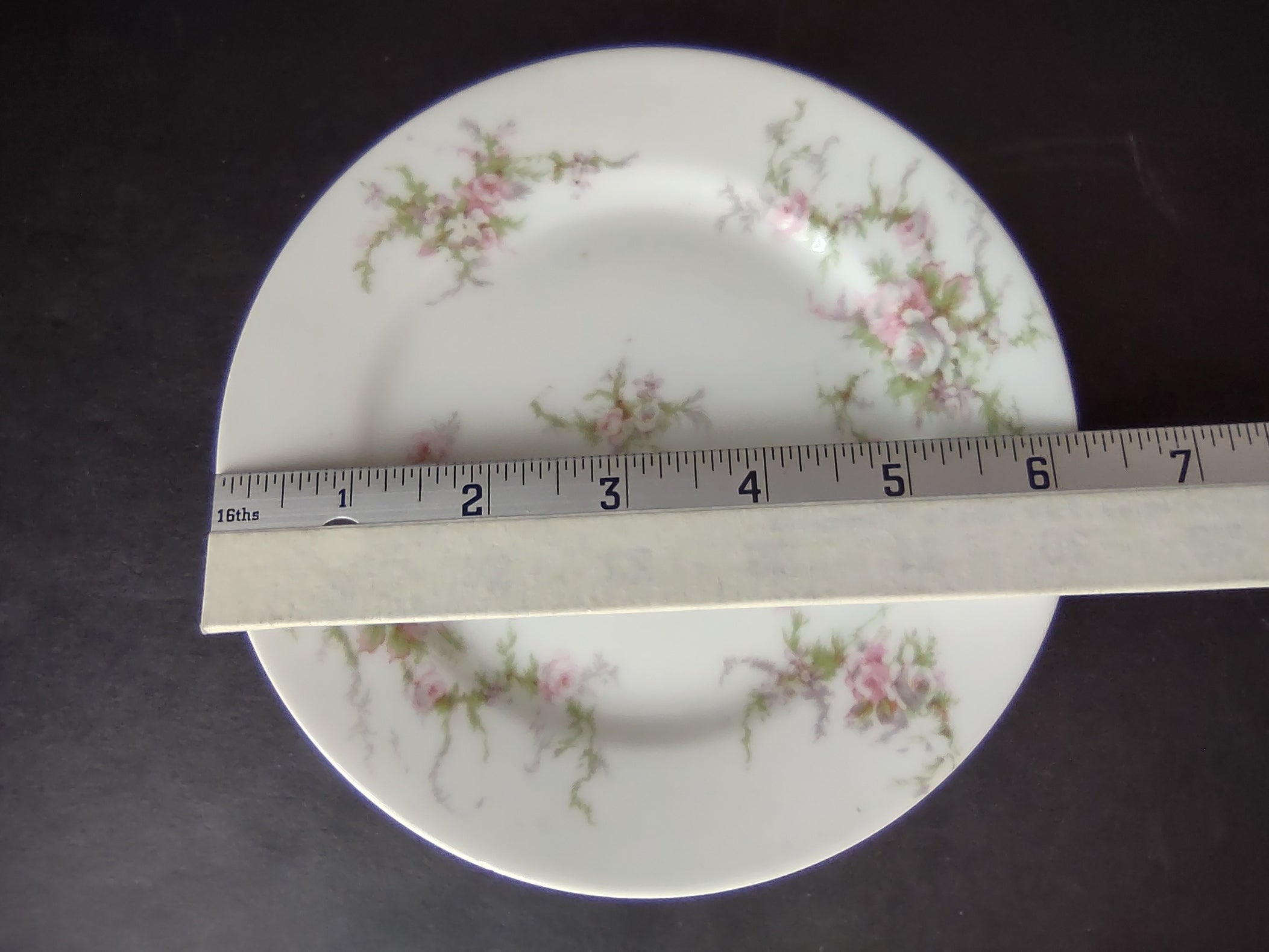 Haviland Limoges Bread/Butter Plate Pink White Cabbage Rose Moss (lot 905)