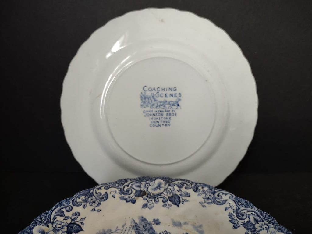 Vintage Ironstone Coaching Scenes Johnson Bros Bread Plate x 6 (lot 5564)