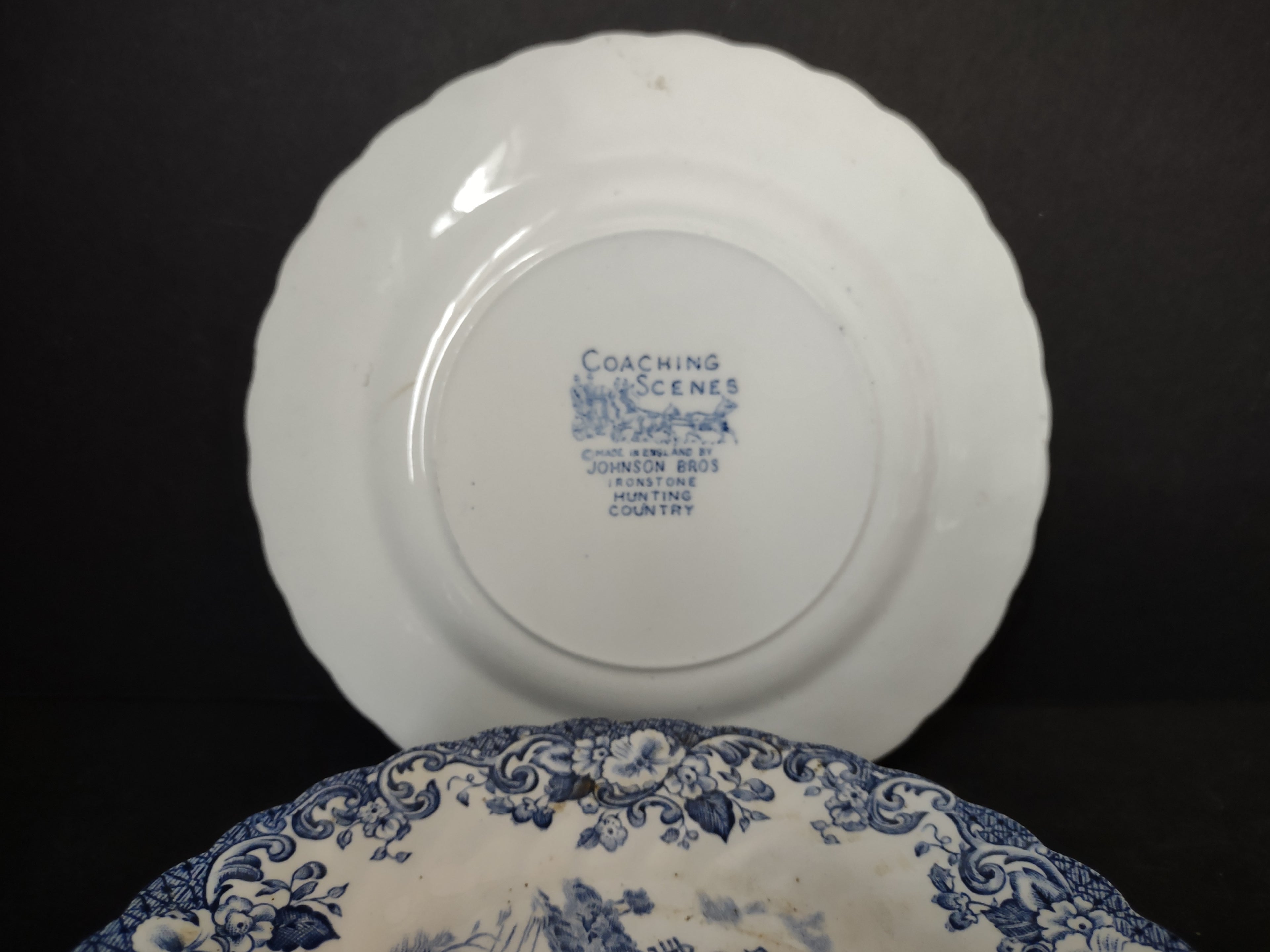 Vintage Ironstone Coaching Scenes Johnson Bros Bread Plate x 6 (lot 5564)