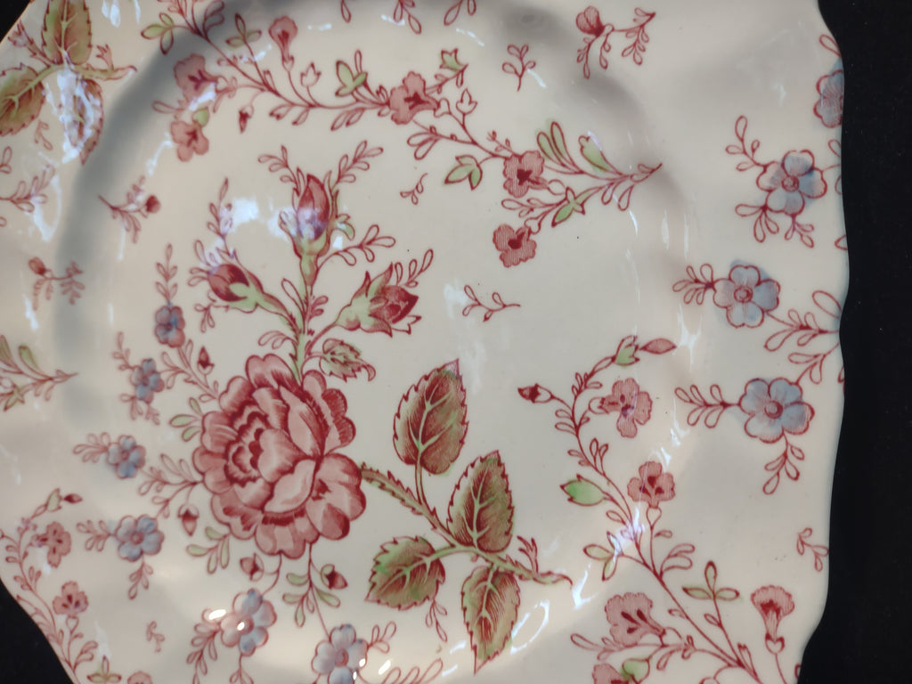Vintage Dessert Plate x 2 Rose Chintz Johnson Bros Red Stamp (lot 5691)