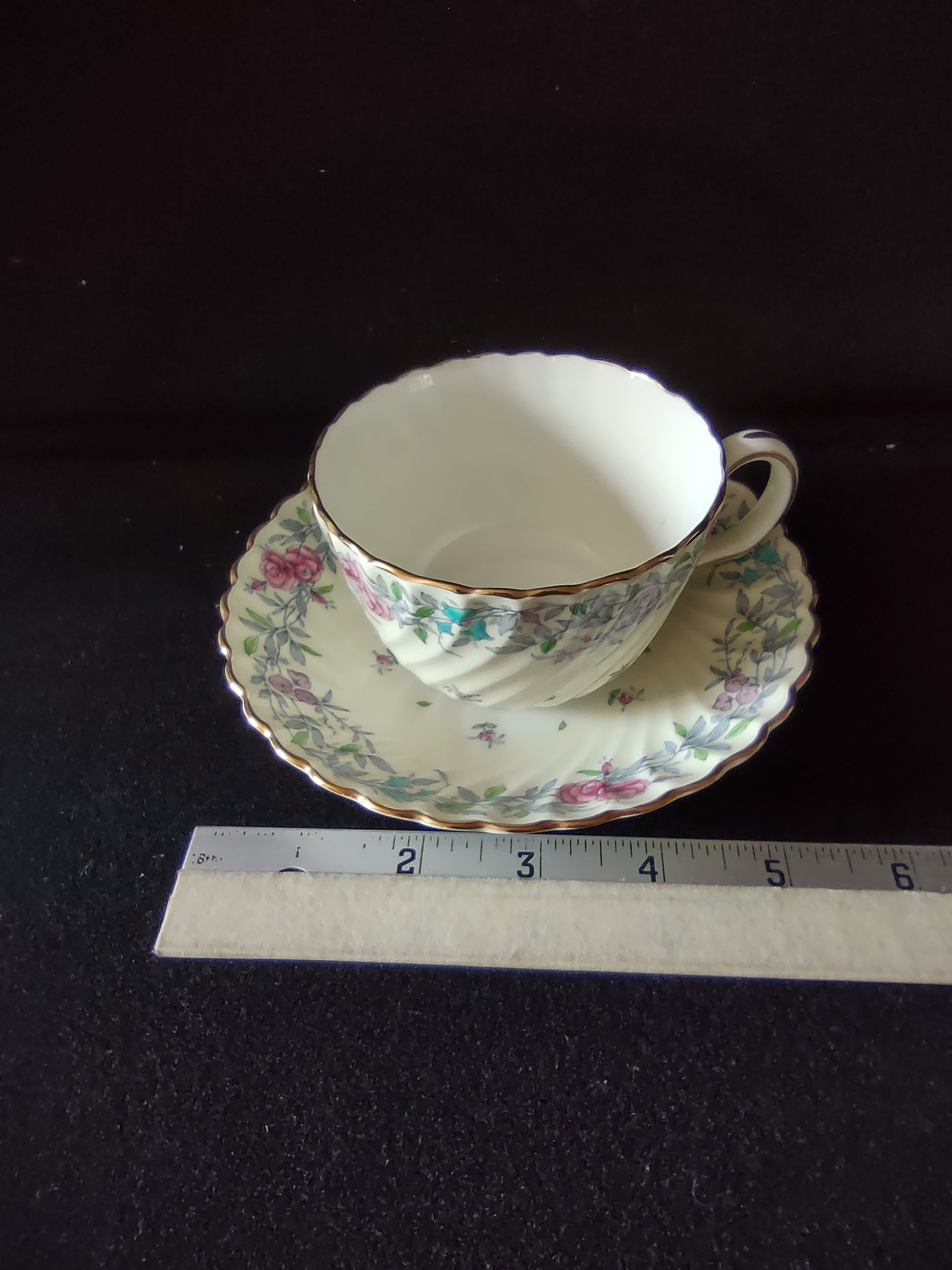 Vintage Minton Printemps Tea Cup Saucer Bone China Floral Gold x 3 (Lot 5474)