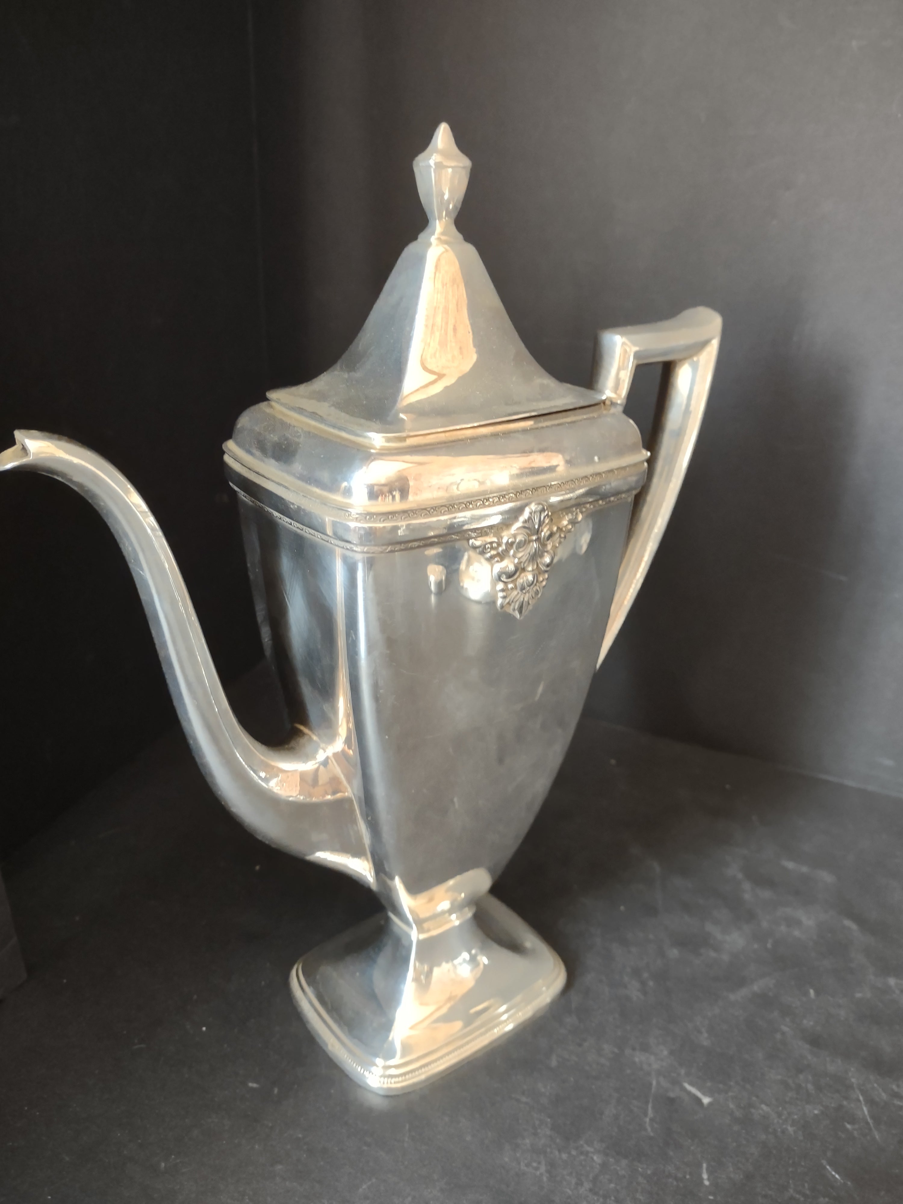 Vintage Silver Plated Adoration Rogers Bros Coffee Pot Monogrammed (lot 3058c)