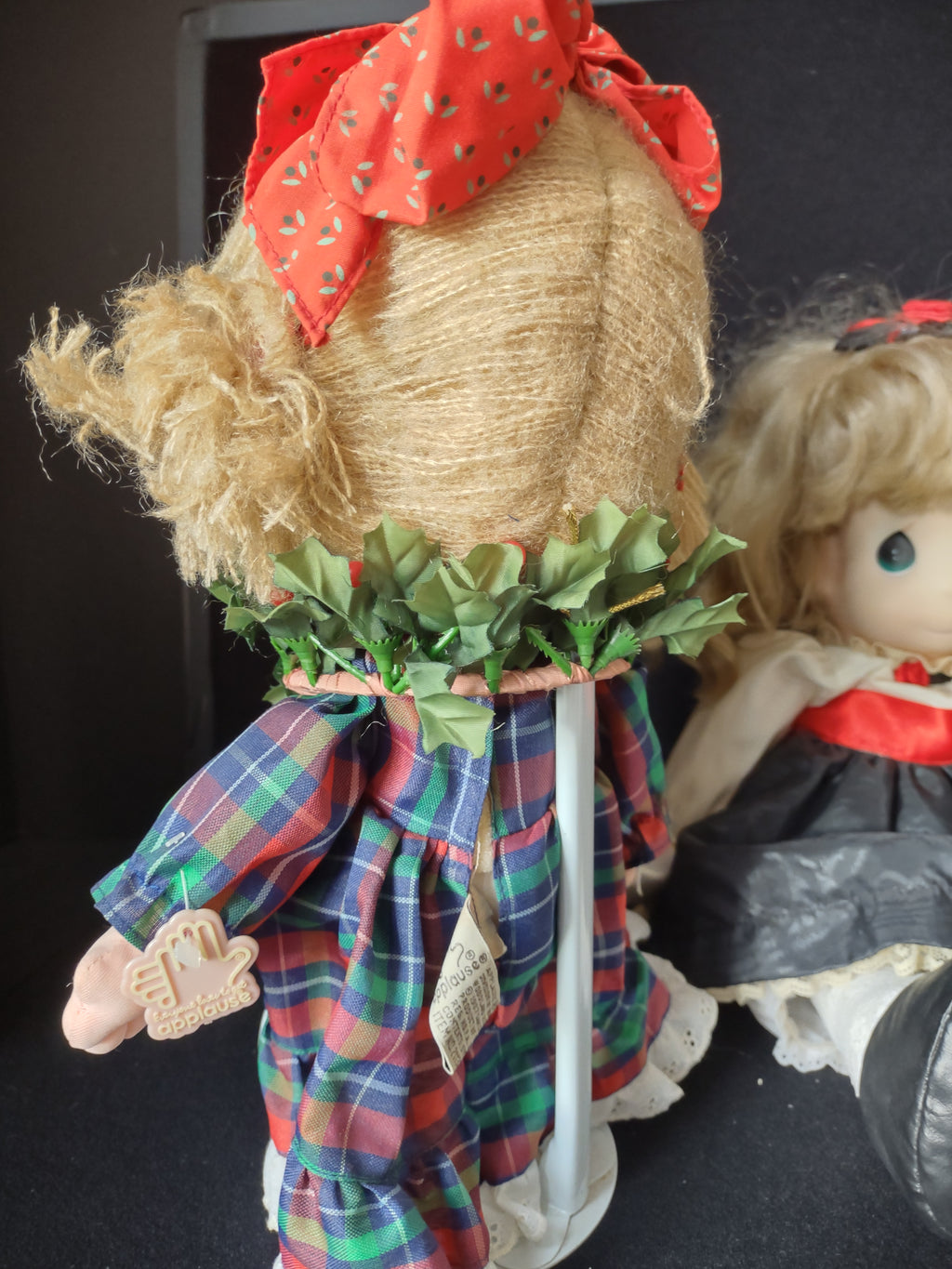 Set 3 Vintage Christmas Precious Moments Dolls Holly Evie (lot 2315)