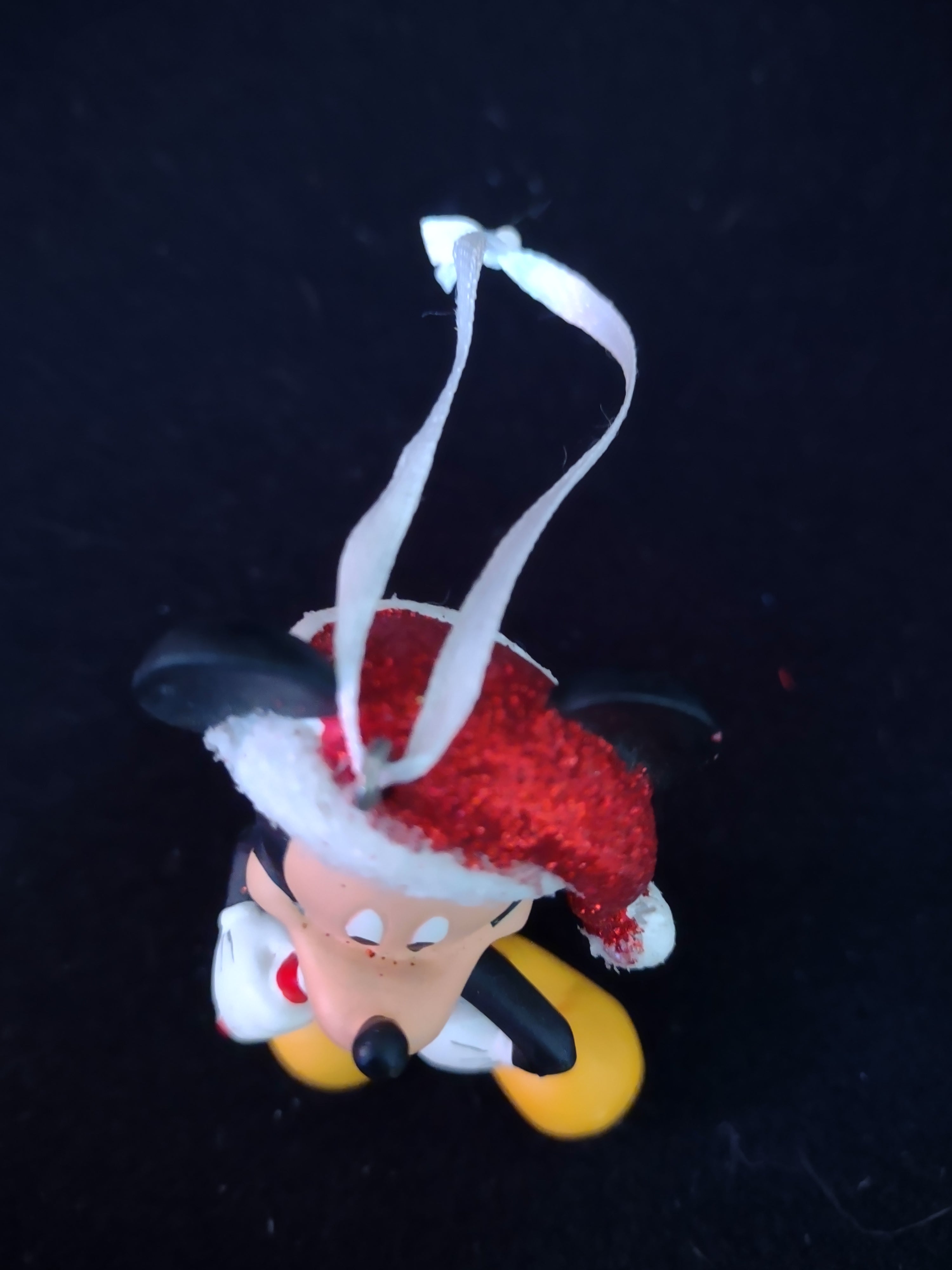 Vintage Disney Mickey Mouse Christmas Ornament Santa Hat Candy Cane (Lot 4799)