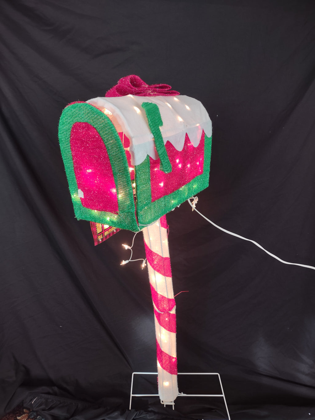 Christmas Vintage Santa Mail Box Tinsel 50" tall Moving Animated (lot 4843)