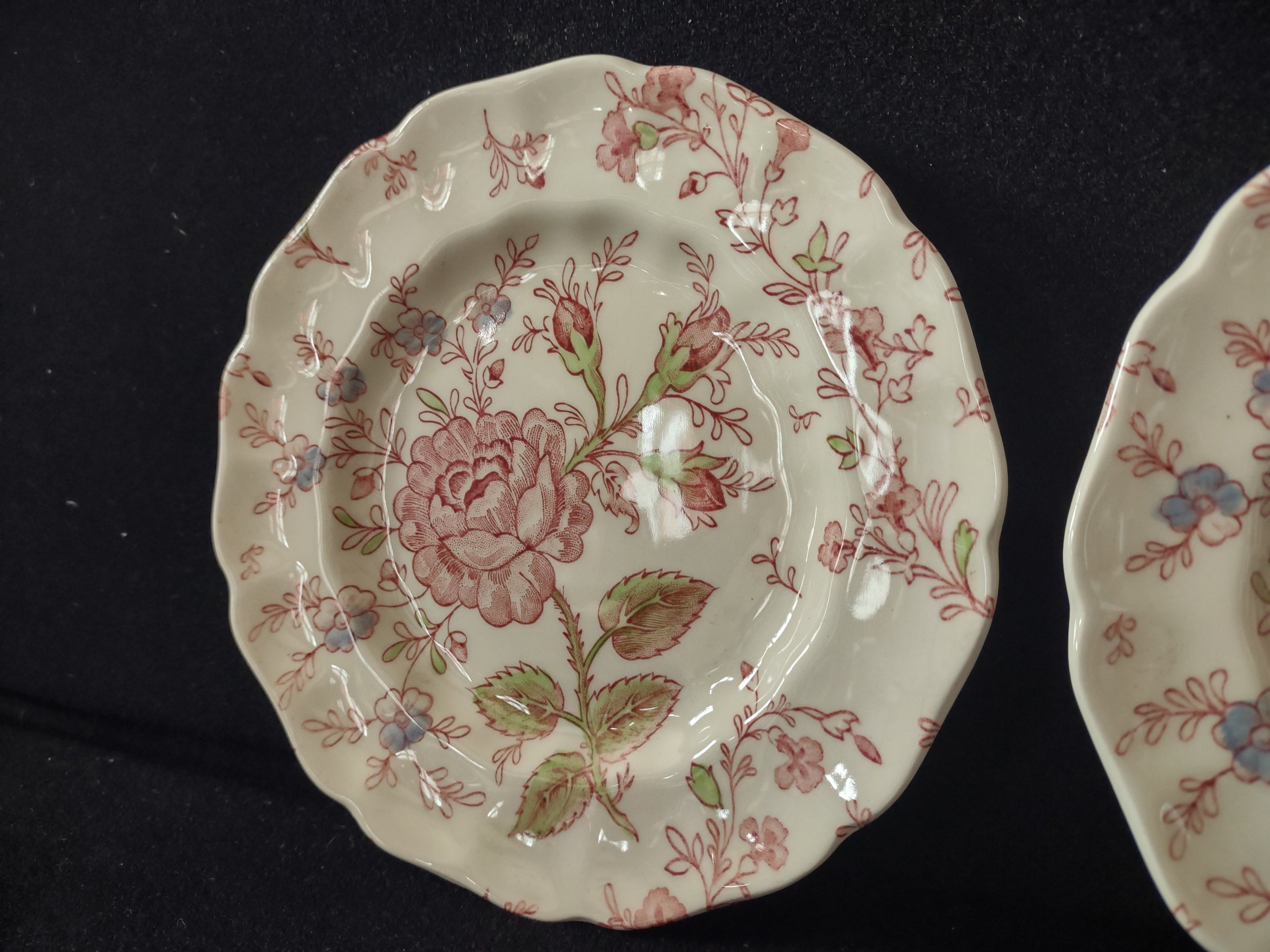 Vintage Johnson Brothers Black Stamp Small Plate x 2 Chintz (lot 5700)
