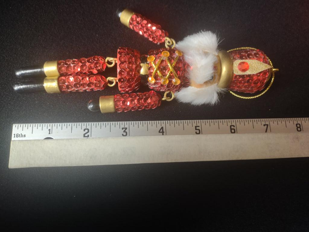 Christmas Soldier Nutcracker Village Ornaments Handcrafted Blue Red (lot 1598)