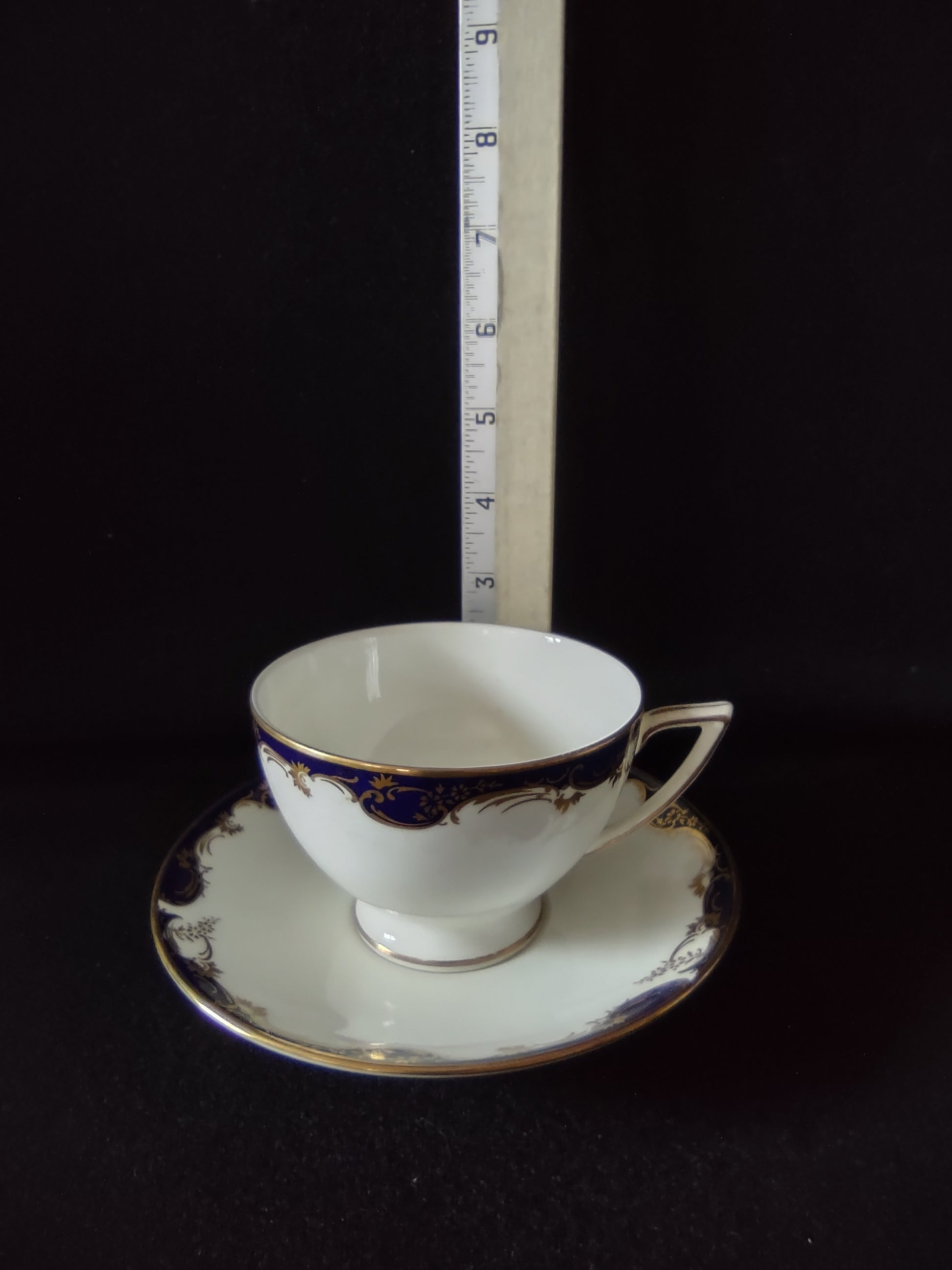 Vintage Minton Versailles Tea Cup Saucer Bone China Blue Gold (Lot 5468)
