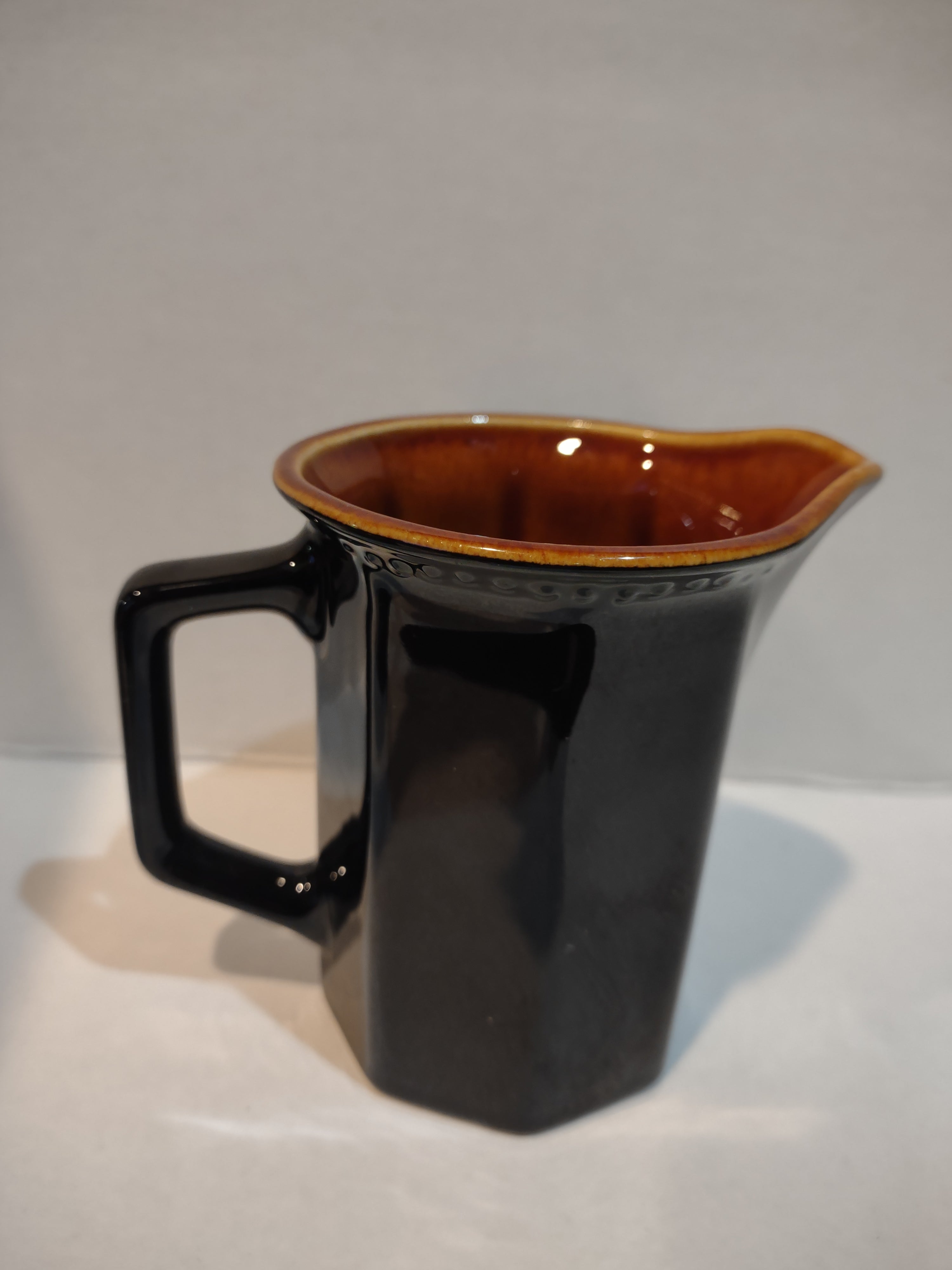 Vintage MCM Ironstone Amber Octagon Sugar Bowl Creamer Rustic USA (lot 5010)
