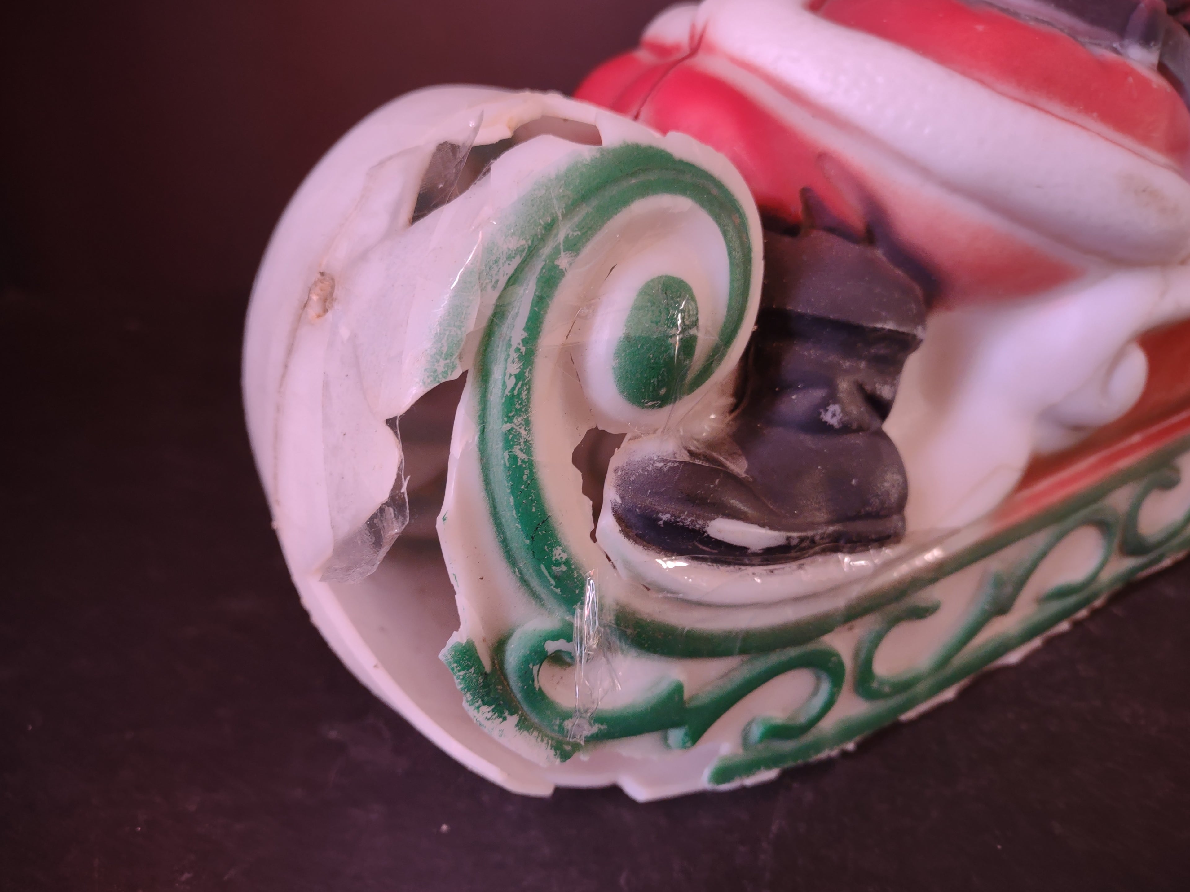 Vintage Christmas Empire Santa on Sleigh Tabletop Blow Mold IMPERFECT (lot 3438)
