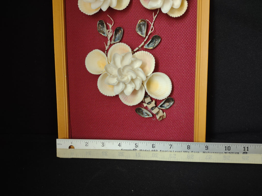 Vintage MCM Shell Picture Maroon 13" x 9" (lot 2829)