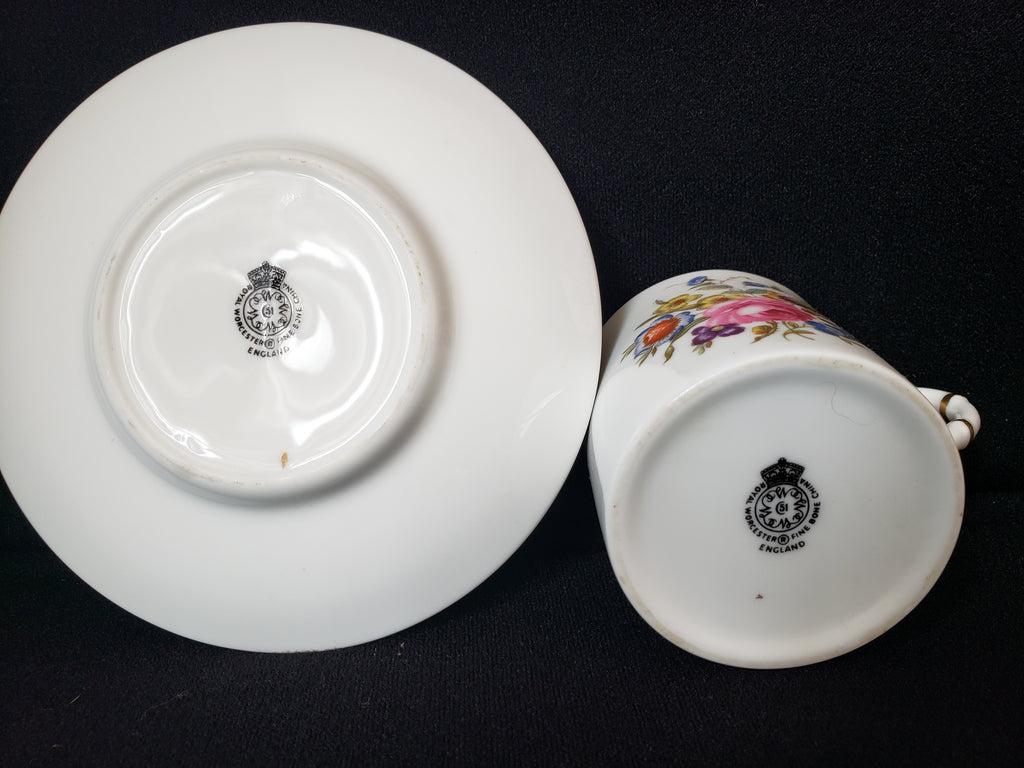 Vintage Royal Worcester Demitasse Cup with Saucer Roses (lot 2068)
