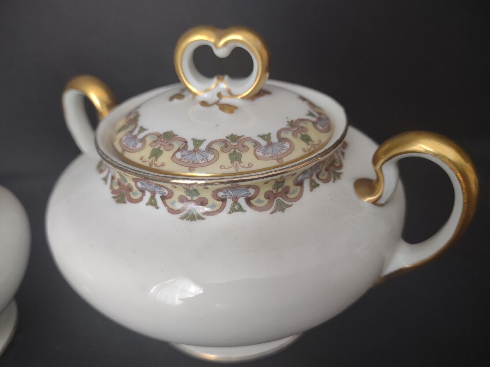 Wm Guerin France Limoges Set Creamer Sugar Bowl Gold Trim (lot 534)