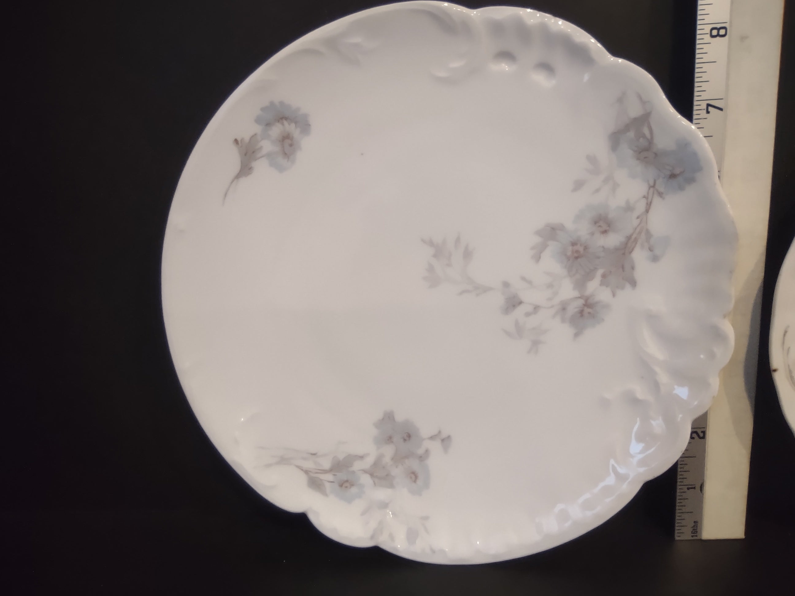 A L Limoges Set Luncheon & Dessert Plate Blue Daisy Flower (lot 1086)