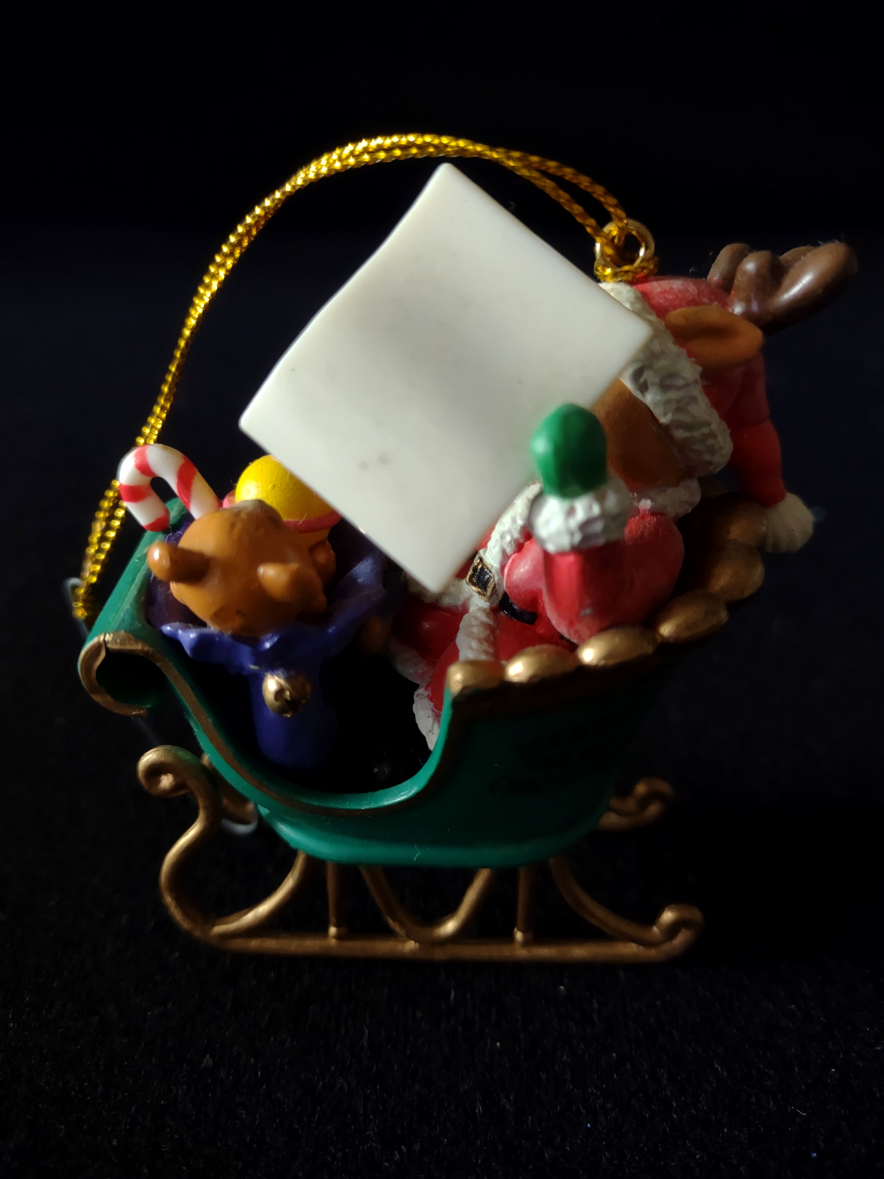 Vintage Christmas Ornament Santa Bear Sleigh Map Toys (Lot 4785)