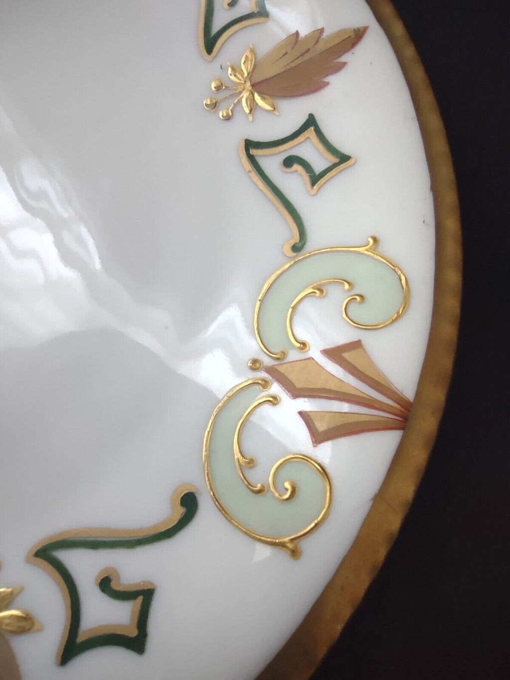 Limoges Raised Gold Trim Salad Luncheon Plate Seafoam Green (lot 632)