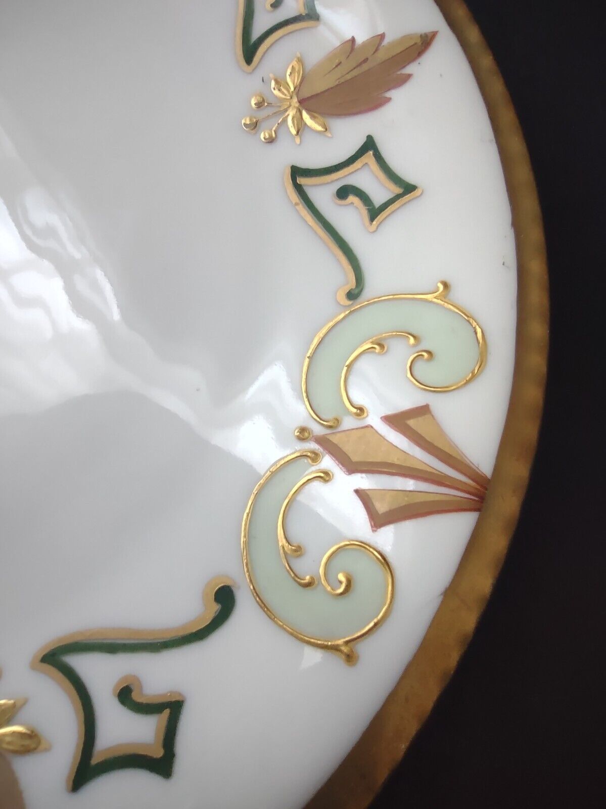 Limoges Raised Gold Trim Salad Luncheon Plate Seafoam Green (lot 632)