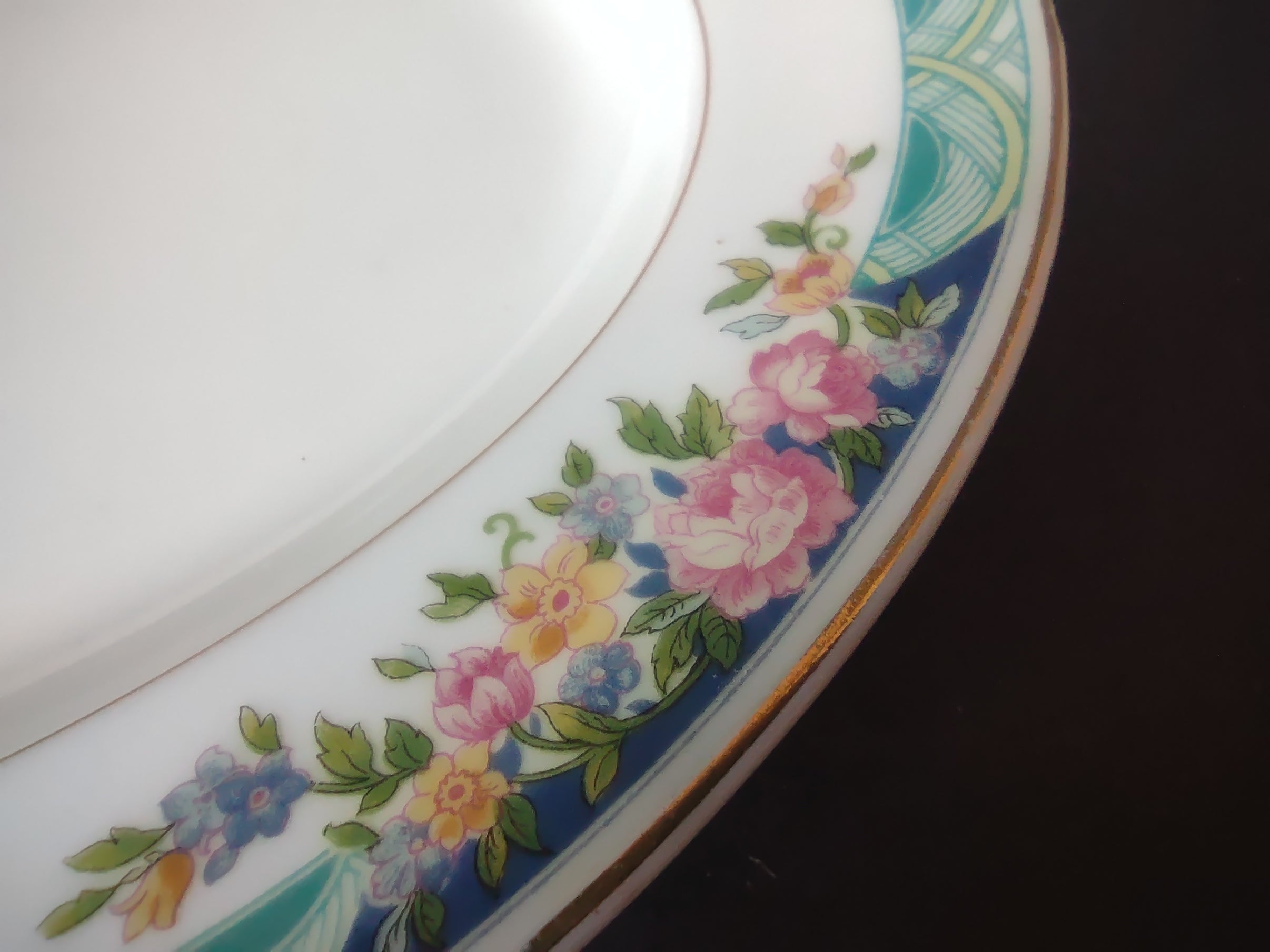 Haviland Limoges Massachusetts Tea Cup with Saucer Blue Floral (lot 937)